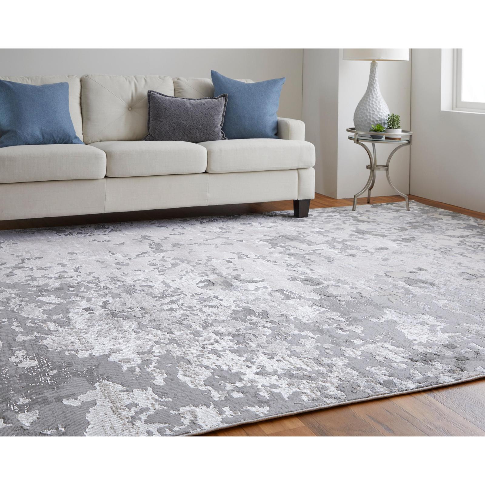 Feizy Micah 3336F Modern Abstract Rug in Silver/Gray/White - Image 3