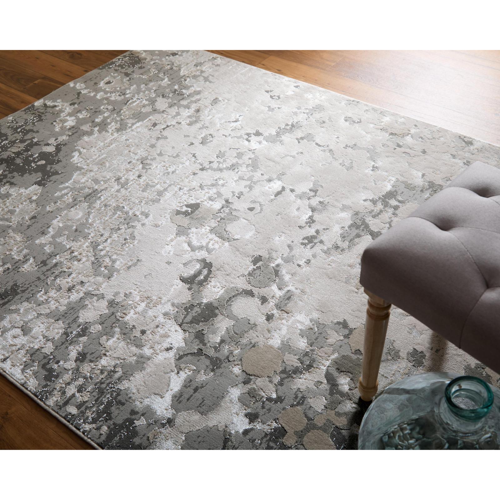 Feizy Micah 3336F Modern Abstract Rug in Silver/Gray/White - Image 4
