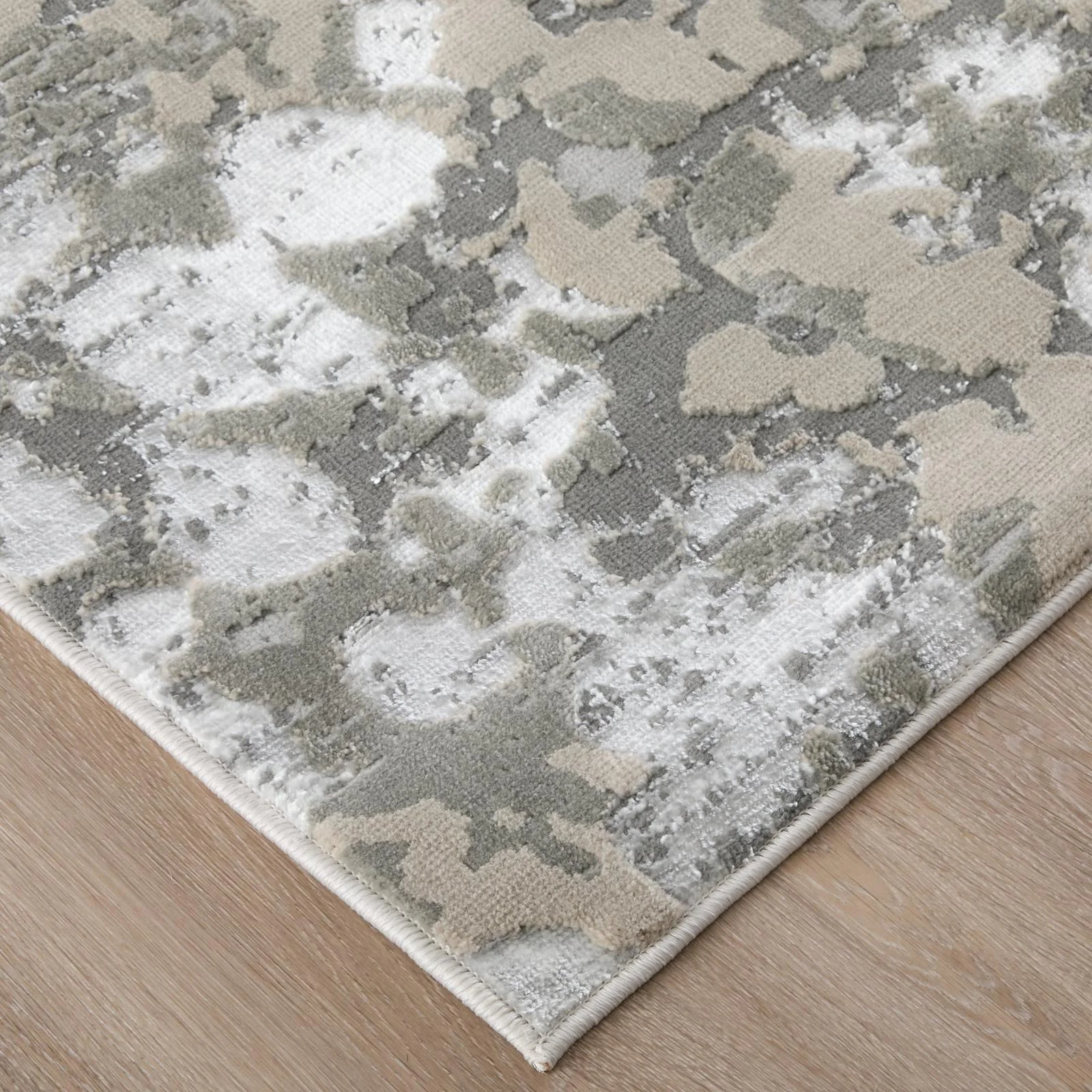 Feizy Micah 3336F Modern Abstract Rug in Silver/Gray/White - Image 5