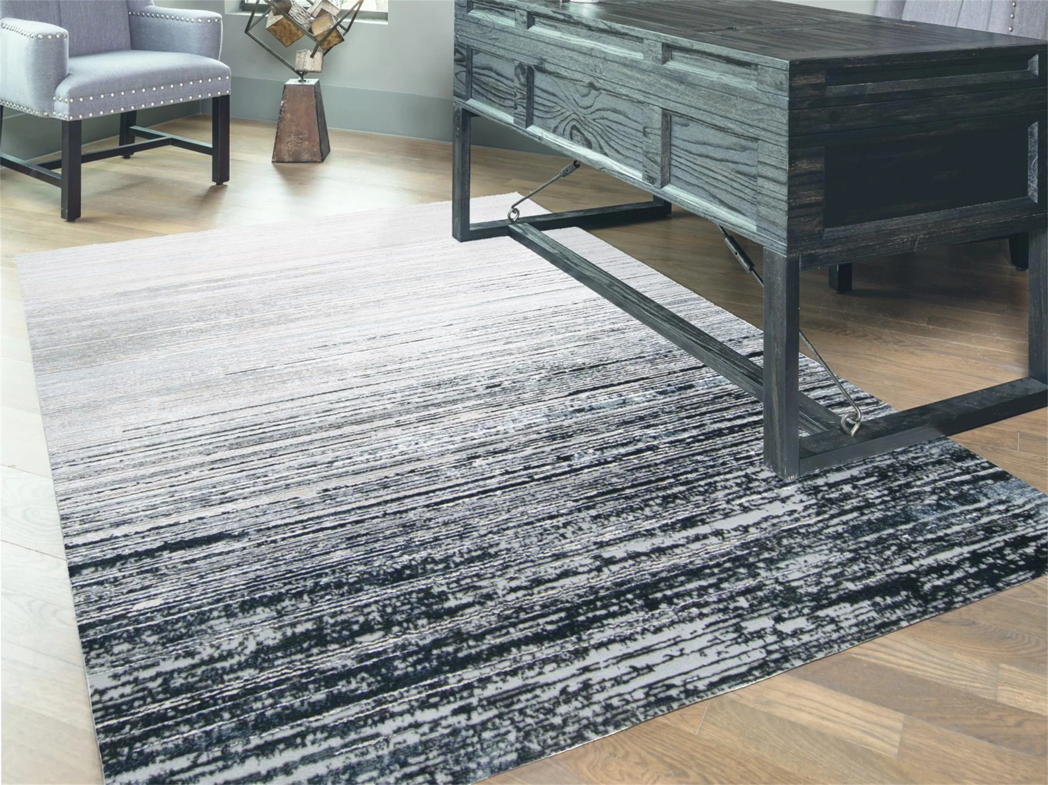 Feizy Micah 3337F Rug in Black/Dark Gray - Image 6