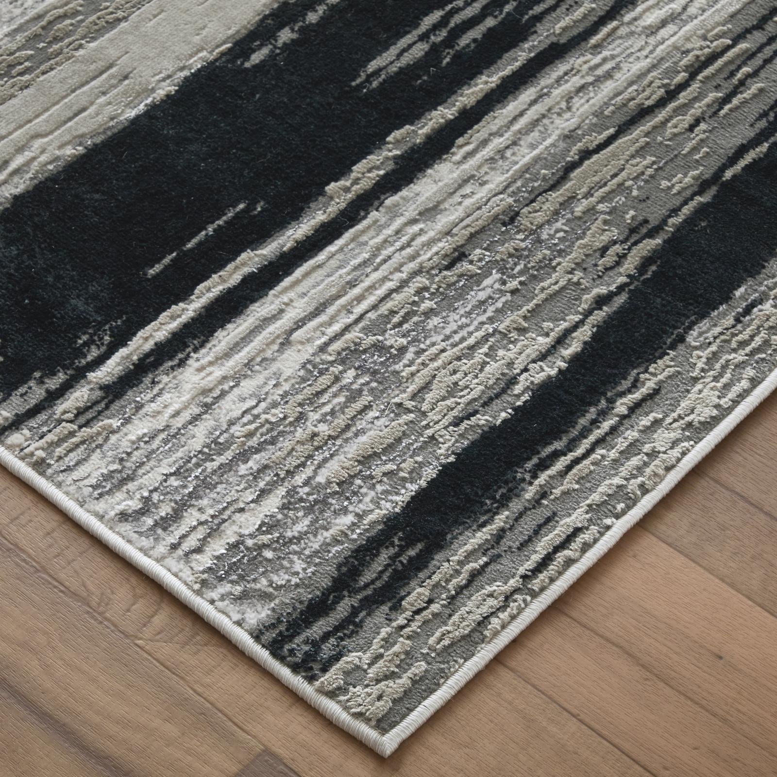 Feizy Micah 3338F Modern Abstract Rug in Black/Silver/Gray - Image 5