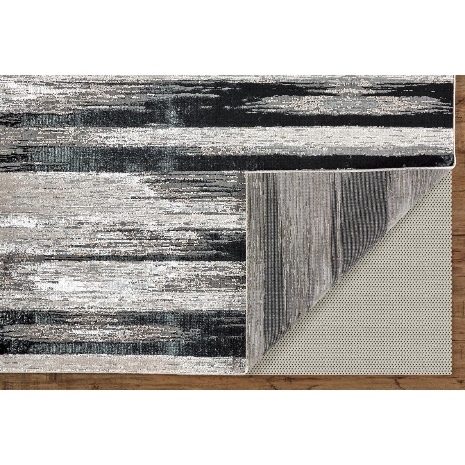 Feizy Micah 3338F Modern Abstract Rug in Black/Silver/Gray - Image 6