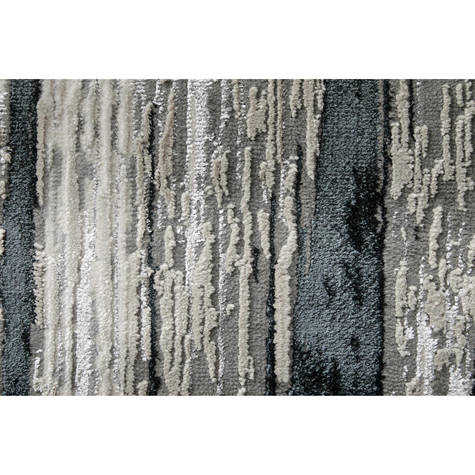 Feizy Micah 3338F Modern Abstract Rug in Black/Silver/Gray - Image 8