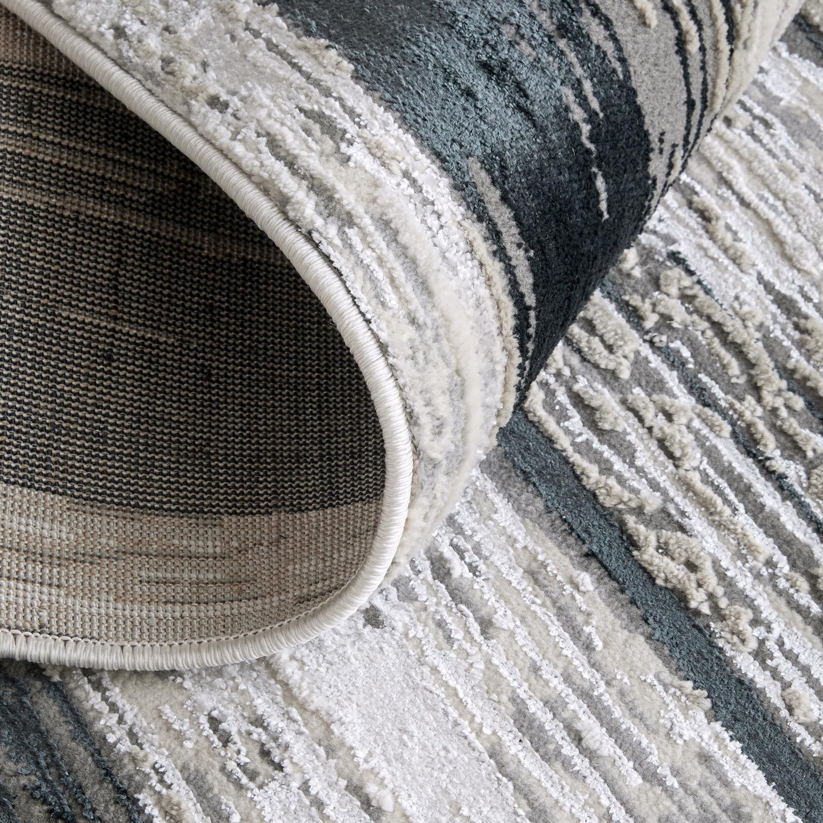 Feizy Micah 3338F Modern Abstract Rug in Black/Silver/Gray - Image 9