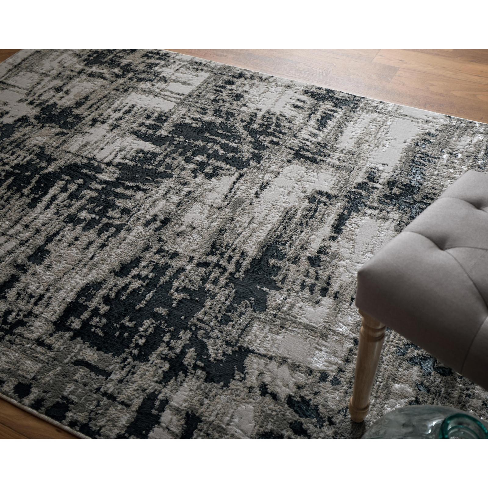 Feizy Micah 3339F Modern Abstract Rug in Black/White/Gray - Image 2