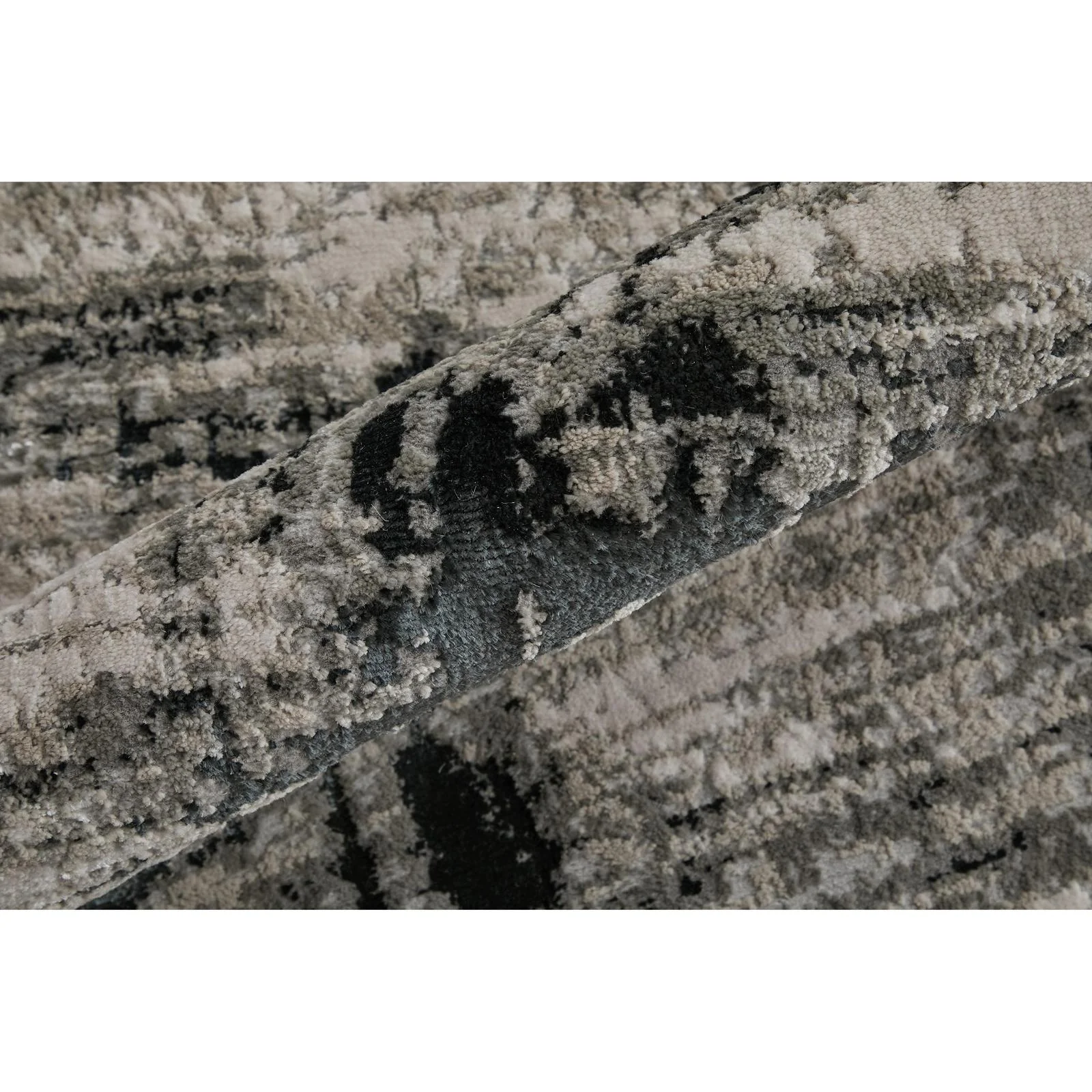 Feizy Micah 3339F Modern Abstract Rug in Black/White/Gray - Image 5