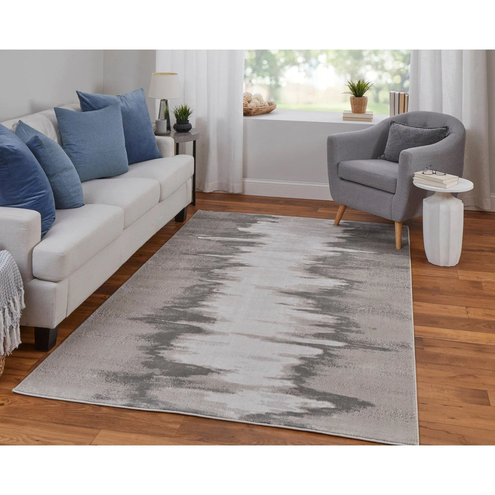 Feizy Micah 39LQF Modern Abstract Rug in Gray/Taupe/Ivory - Image 3