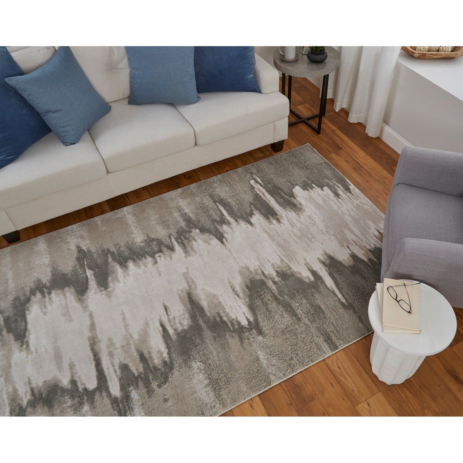 Feizy Micah 39LQF Modern Abstract Rug in Gray/Taupe/Ivory - Image 4