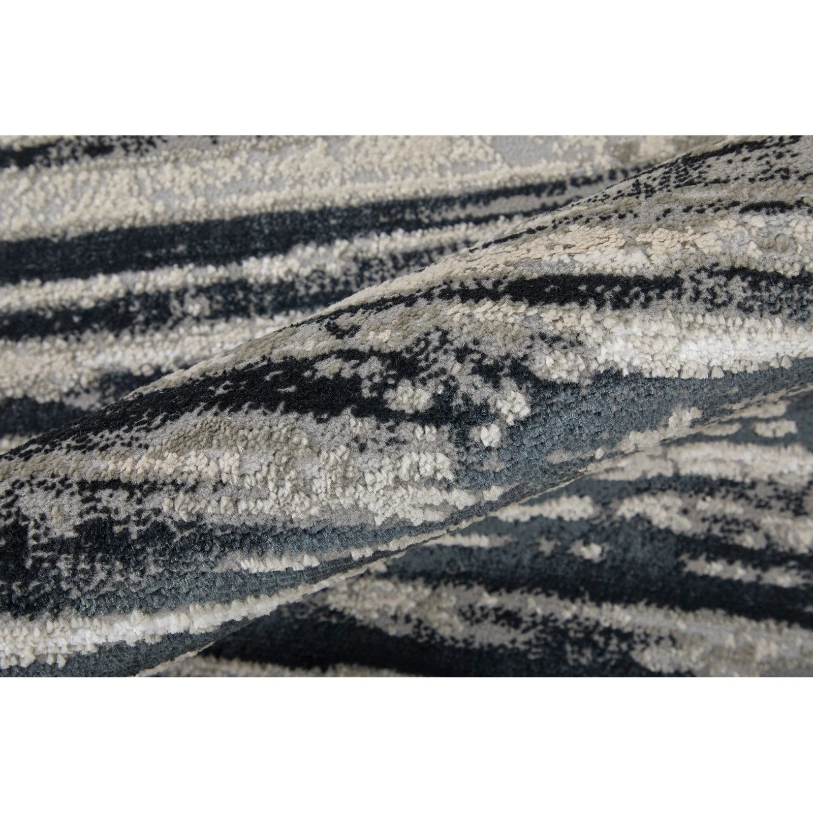 Feizy Micah 39LRF Modern Diamond Rug in Black/Silver/Taupe - Image 6