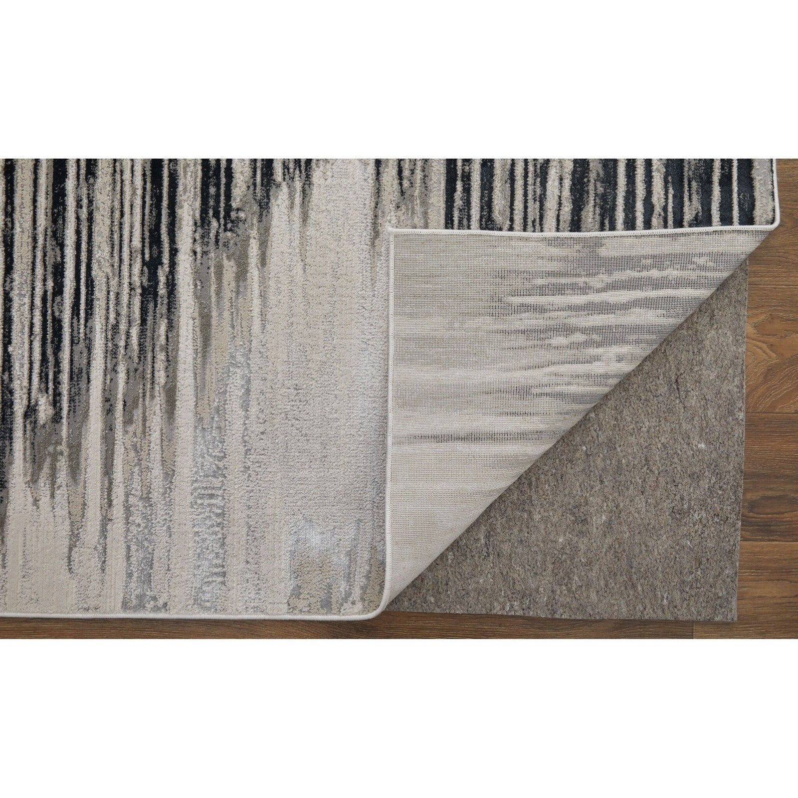 Feizy Micah 39LRF Modern Diamond Rug in Black/Silver/Taupe - Image 9