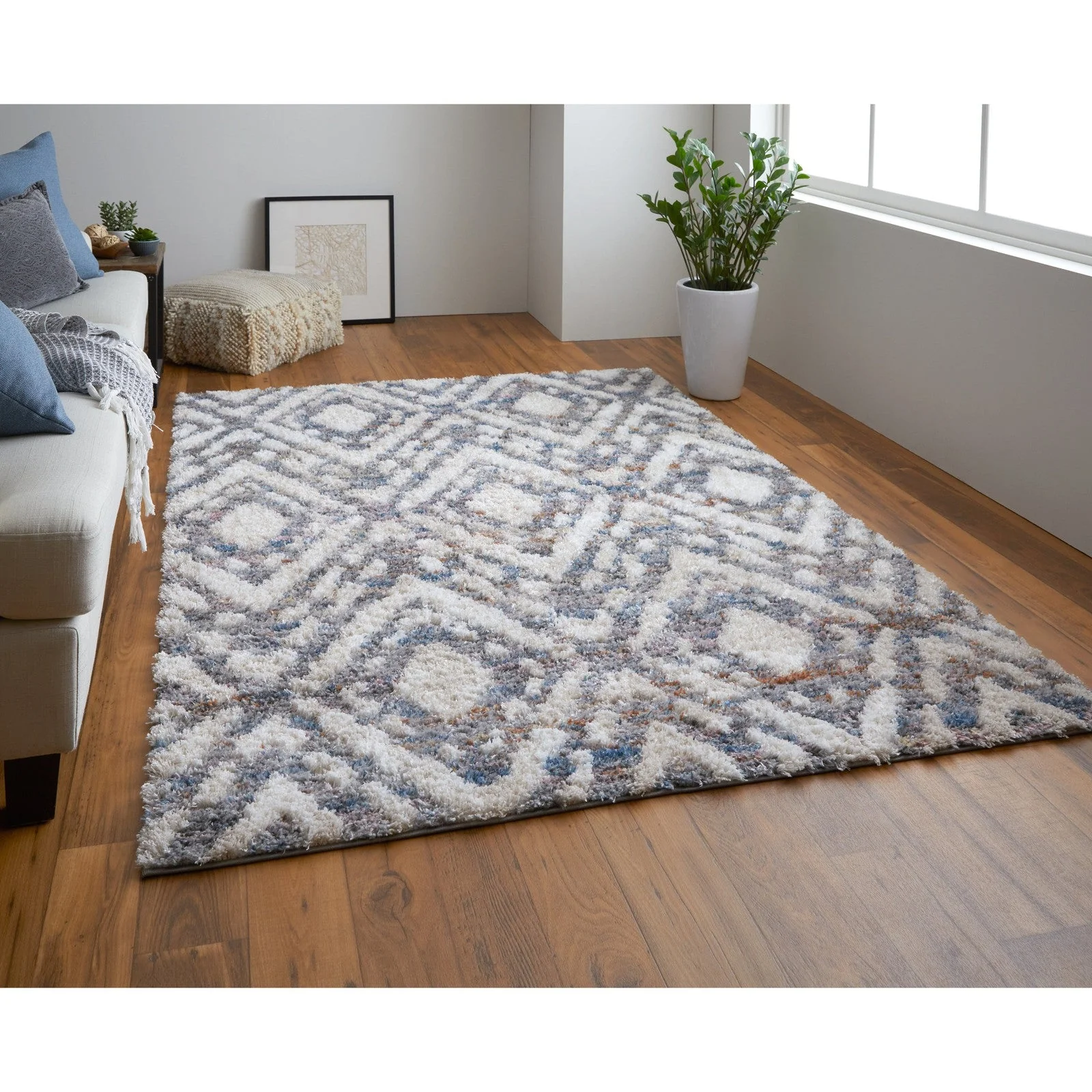 Feizy Mynka 39IAF Transitional Diamond in Ivory/Gray/Taupe - Image 3