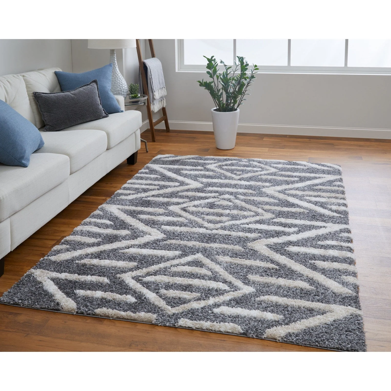 Feizy Mynka 39IBF Transitional Diamond in Gray/Ivory - Image 2