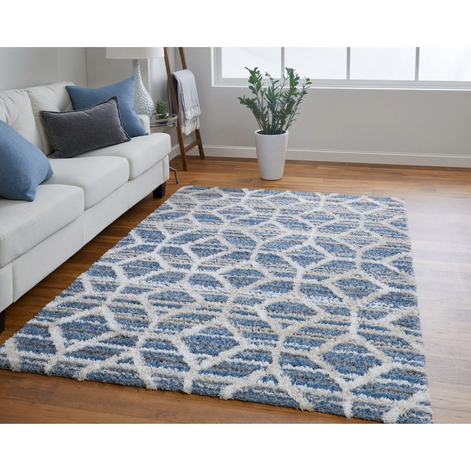 Feizy Mynka 39ICF Transitional Diamond in Blue/Ivory - Image 2