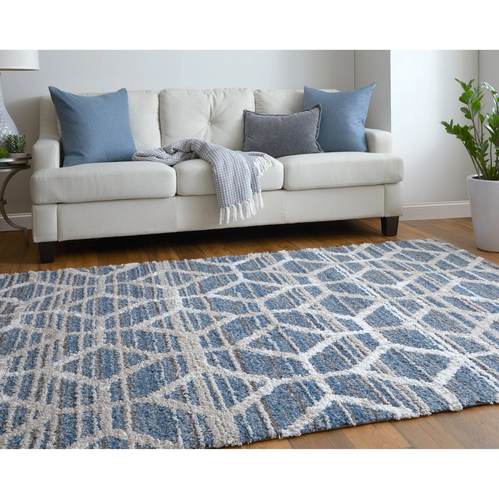Feizy Mynka 39ICF Transitional Diamond in Blue/Ivory - Image 4
