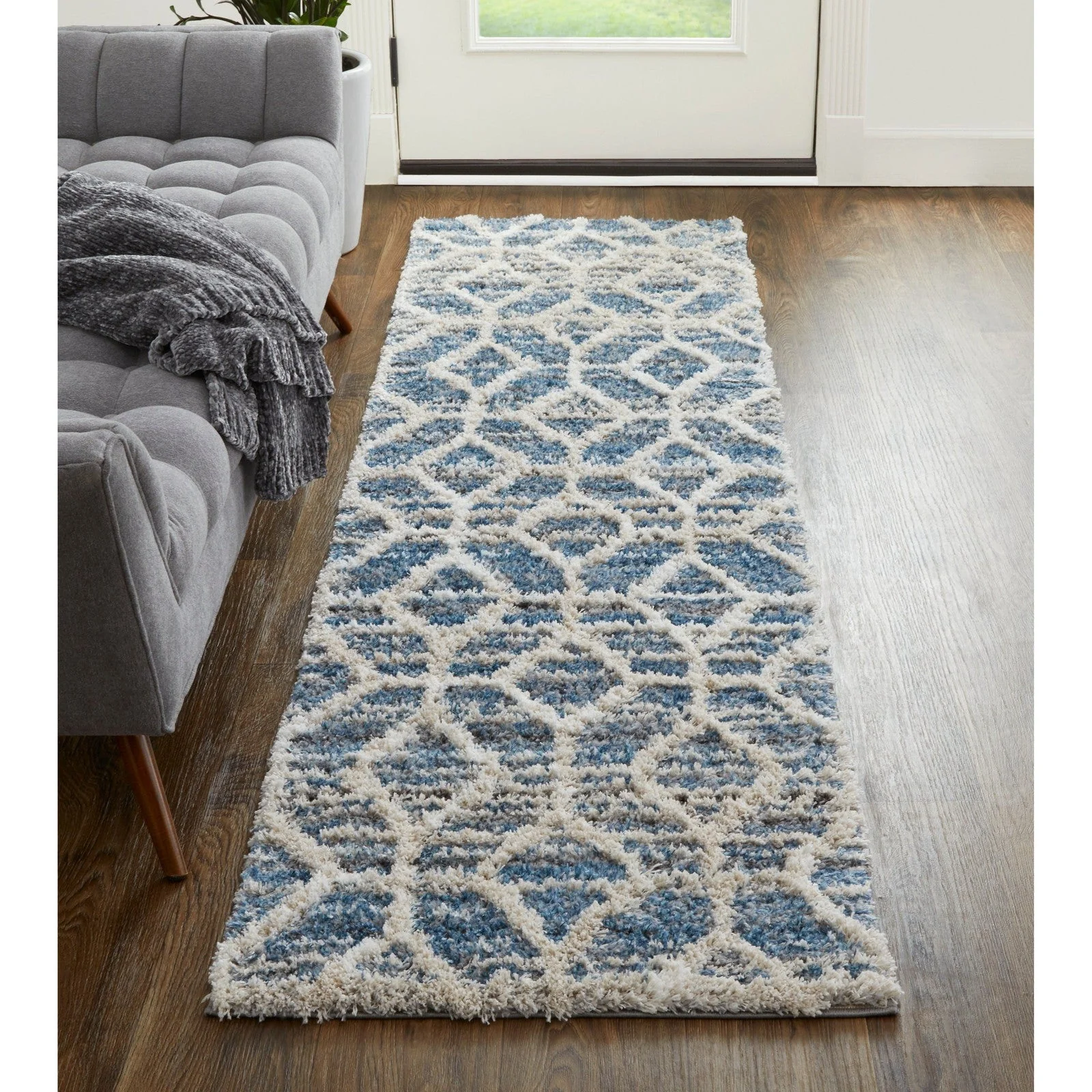 Feizy Mynka 39ICF Transitional Diamond in Blue/Ivory - Image 9