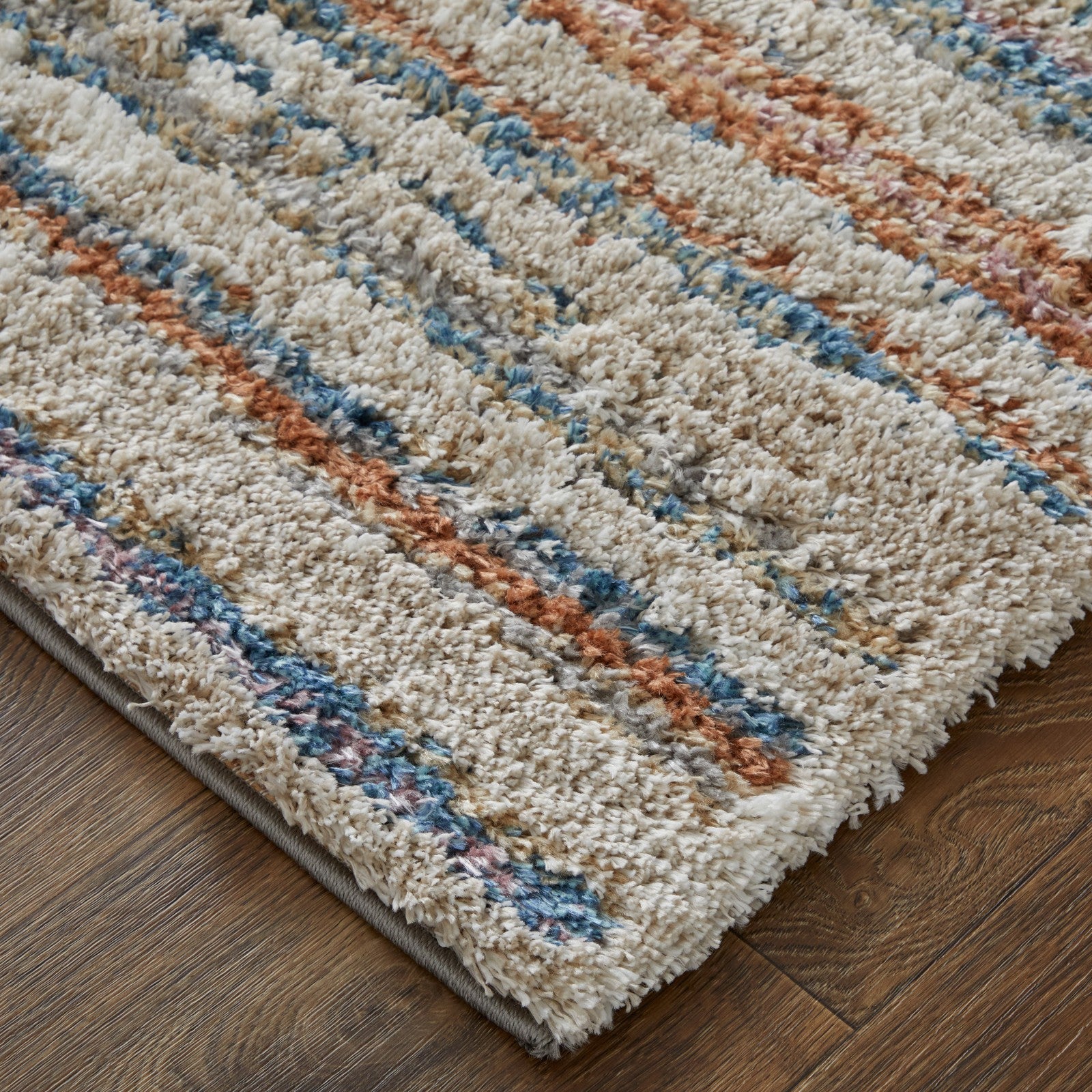 Feizy Mynka 39IEF Transitional Stripes in Ivory/Blue/Orange - Image 5