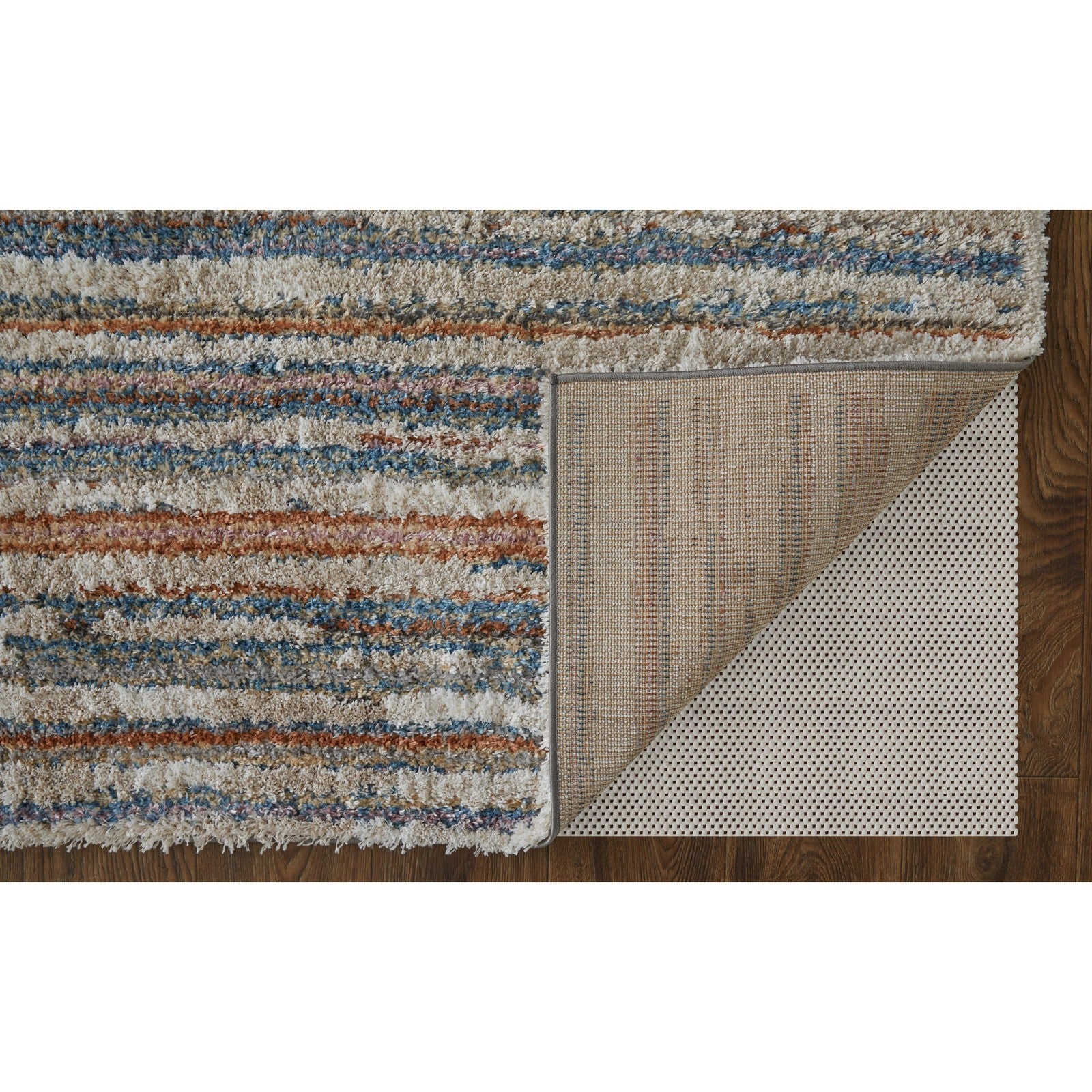 Feizy Mynka 39IEF Transitional Stripes in Ivory/Blue/Orange - Image 6