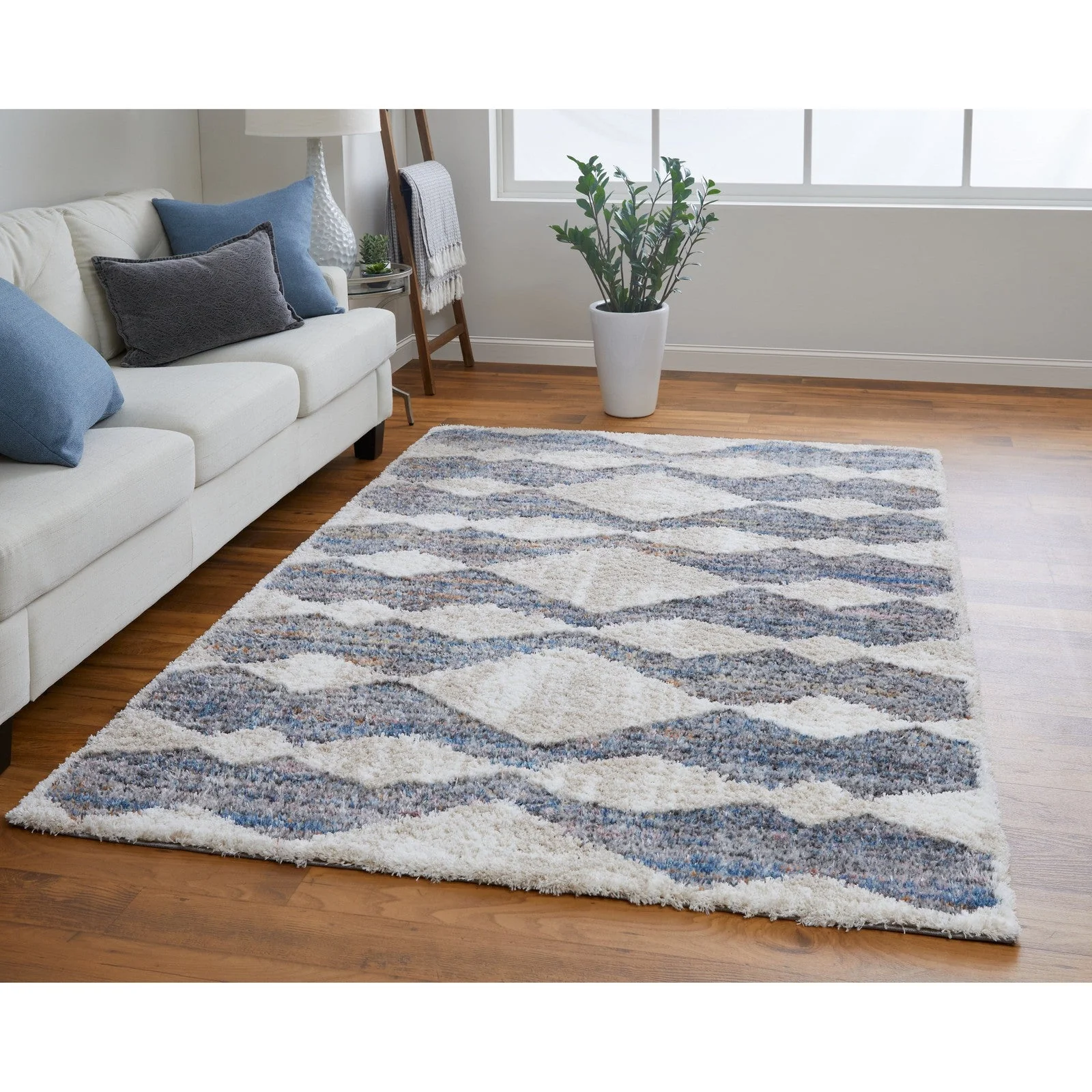 Feizy Mynka 39IFF Transitional Diamond in Tan/Ivory/Blue - Image 2