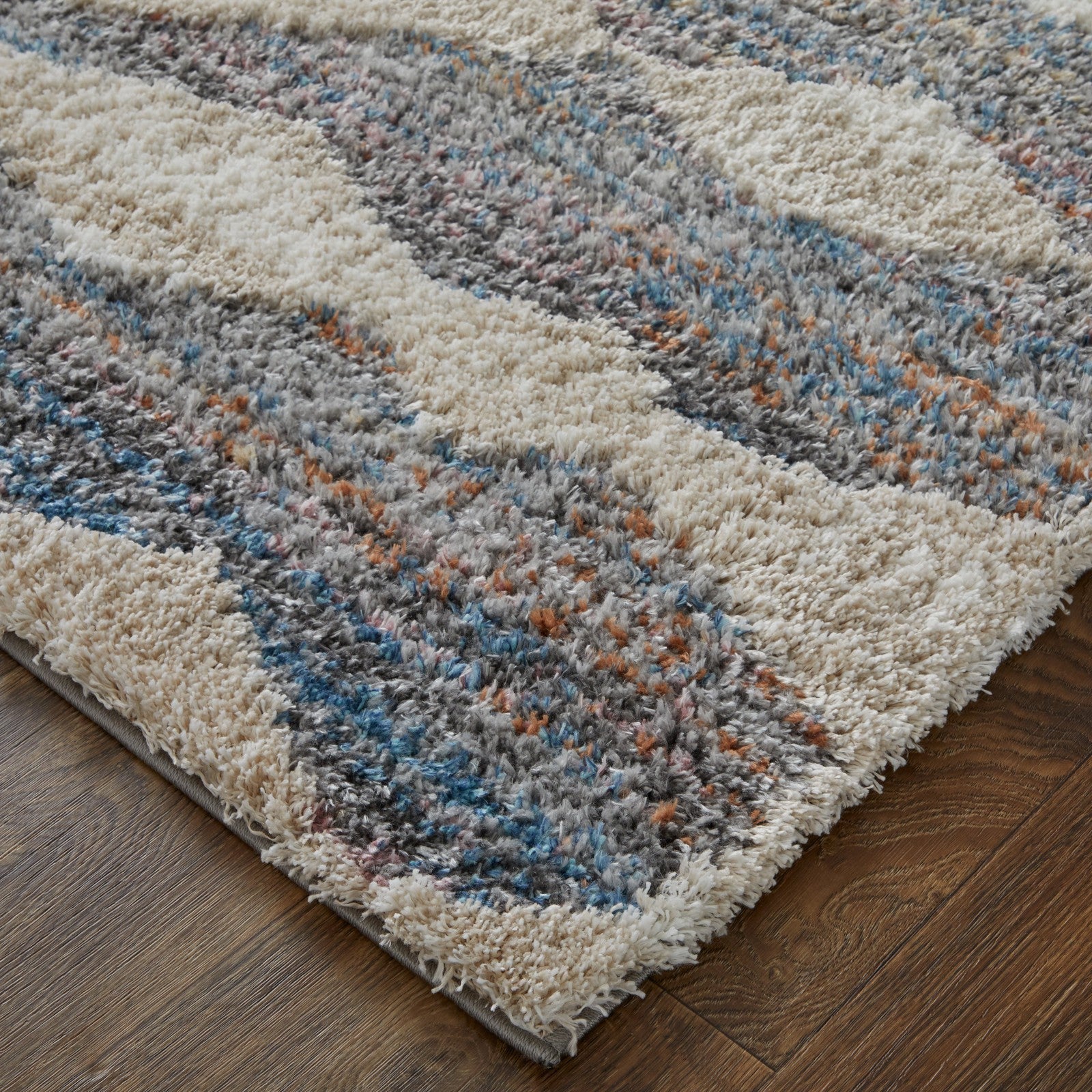 Feizy Mynka 39IFF Transitional Diamond in Tan/Ivory/Blue - Image 5