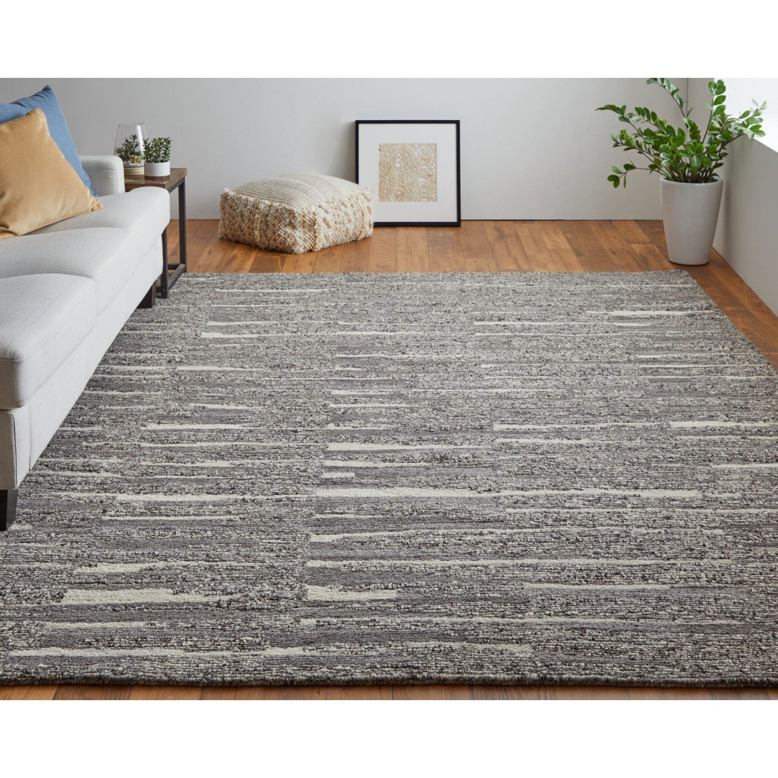 Feizy Navaro 8914F Modern Abstract Rug in Gray/Taupe/Ivory - Image 2