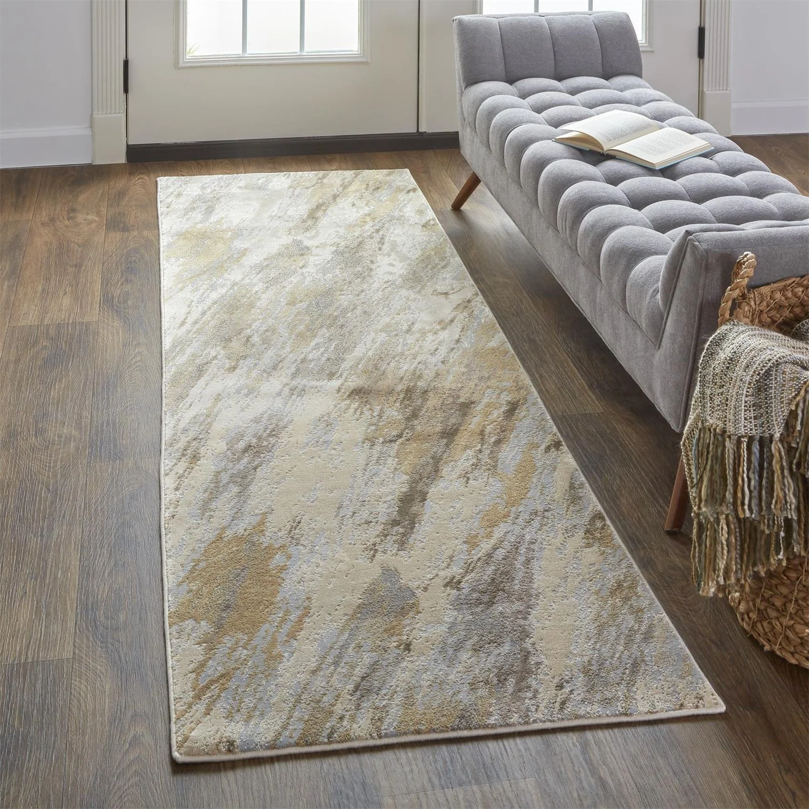 Feizy Parker 3704F Rug in Tan / Blue - Image 4