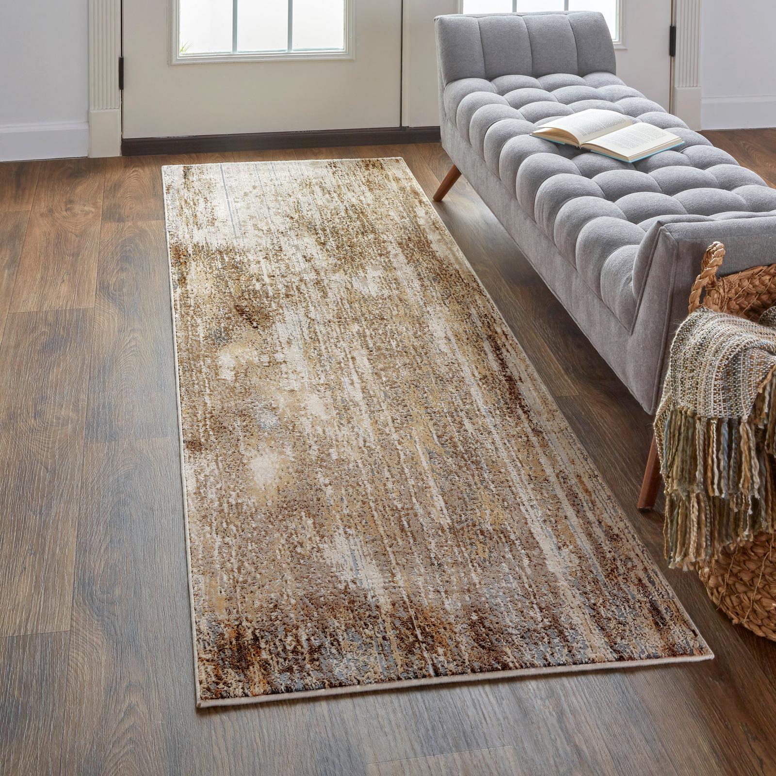 Feizy Parker 3705F Transitional Abstract Rug in Tan/Ivory/Brown - Image 11