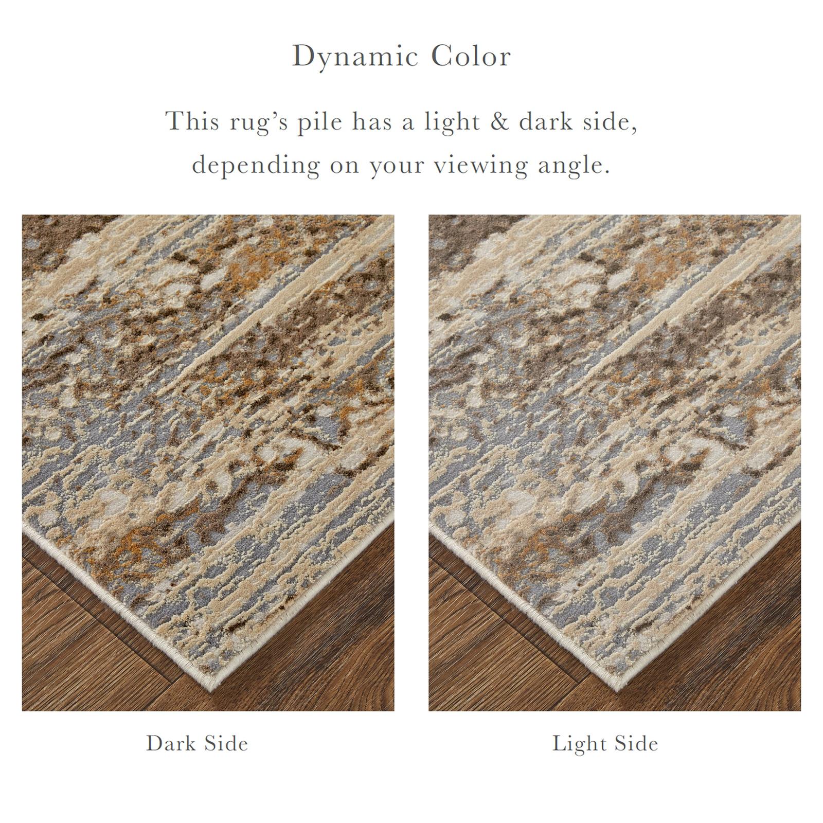 Feizy Parker 3705F Transitional Abstract Rug in Tan/Ivory/Brown - Image 2