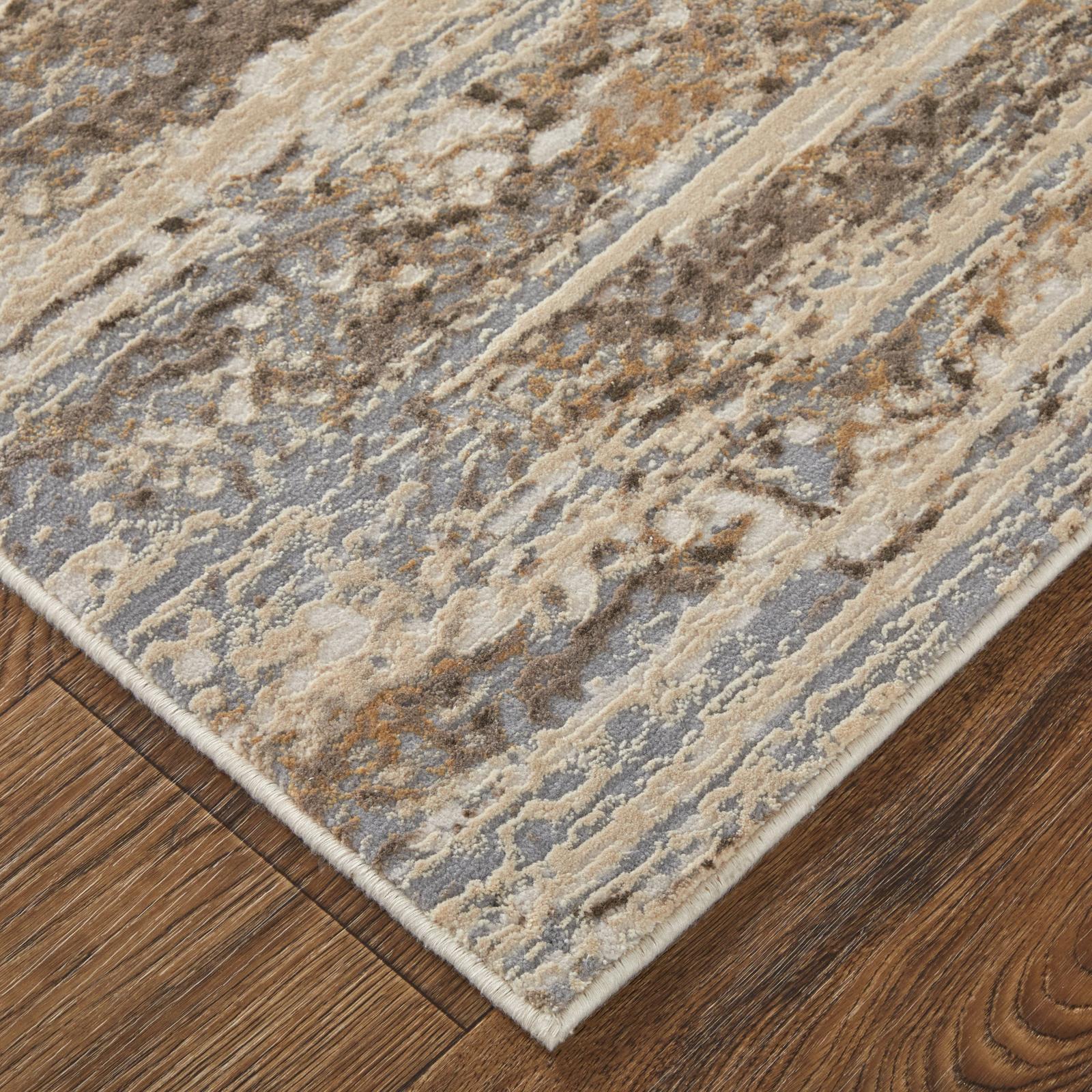 Feizy Parker 3705F Transitional Abstract Rug in Tan/Ivory/Brown - Image 4