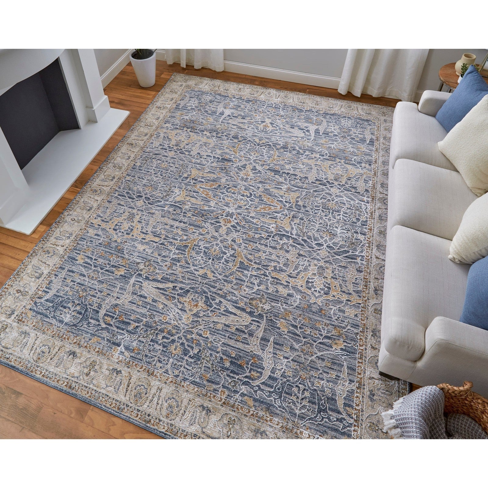 Feizy Pasha 39M4F Transitional Ikat in Blue/Taupe/Ivory - Image 2