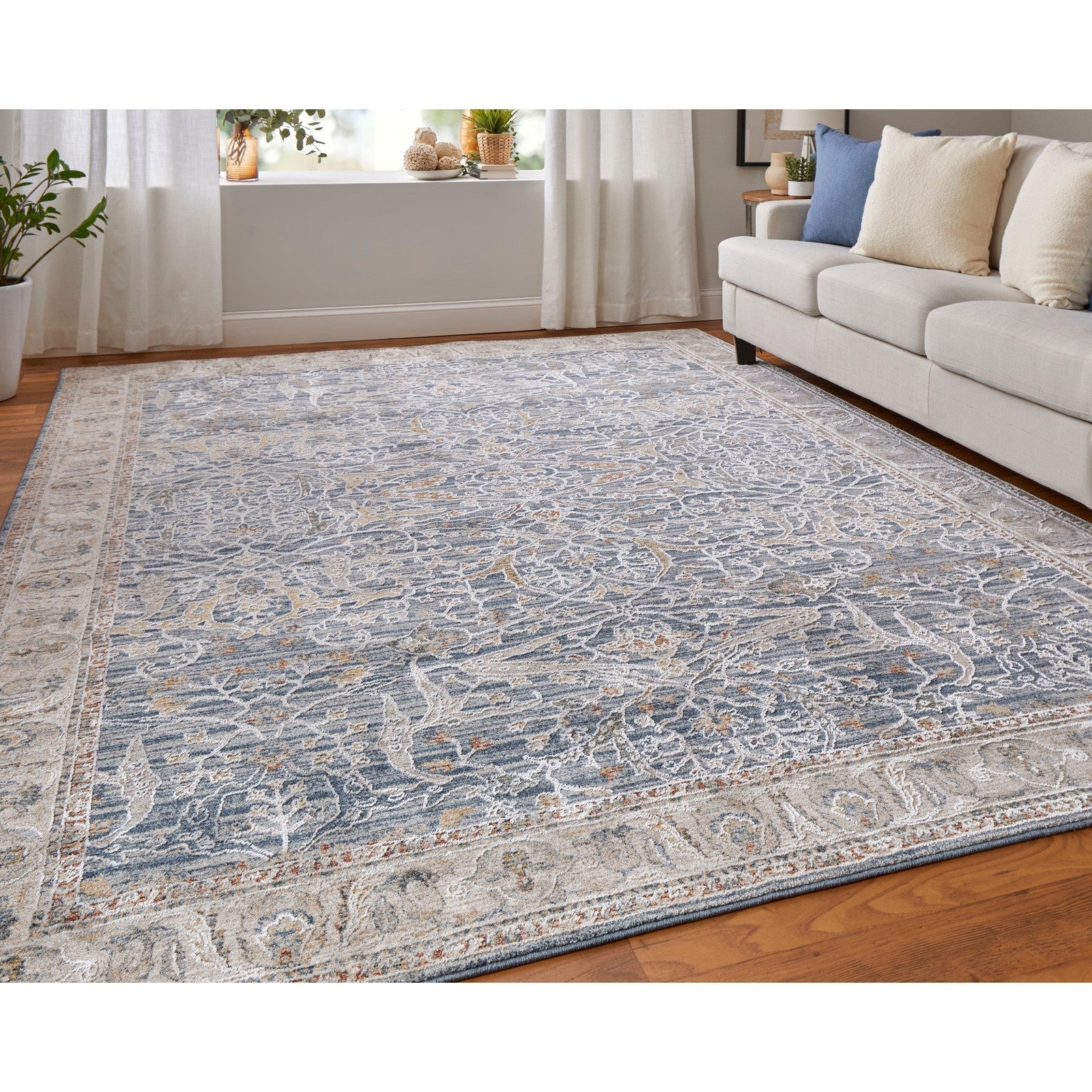 Feizy Pasha 39M4F Transitional Ikat in Blue/Taupe/Ivory - Image 3