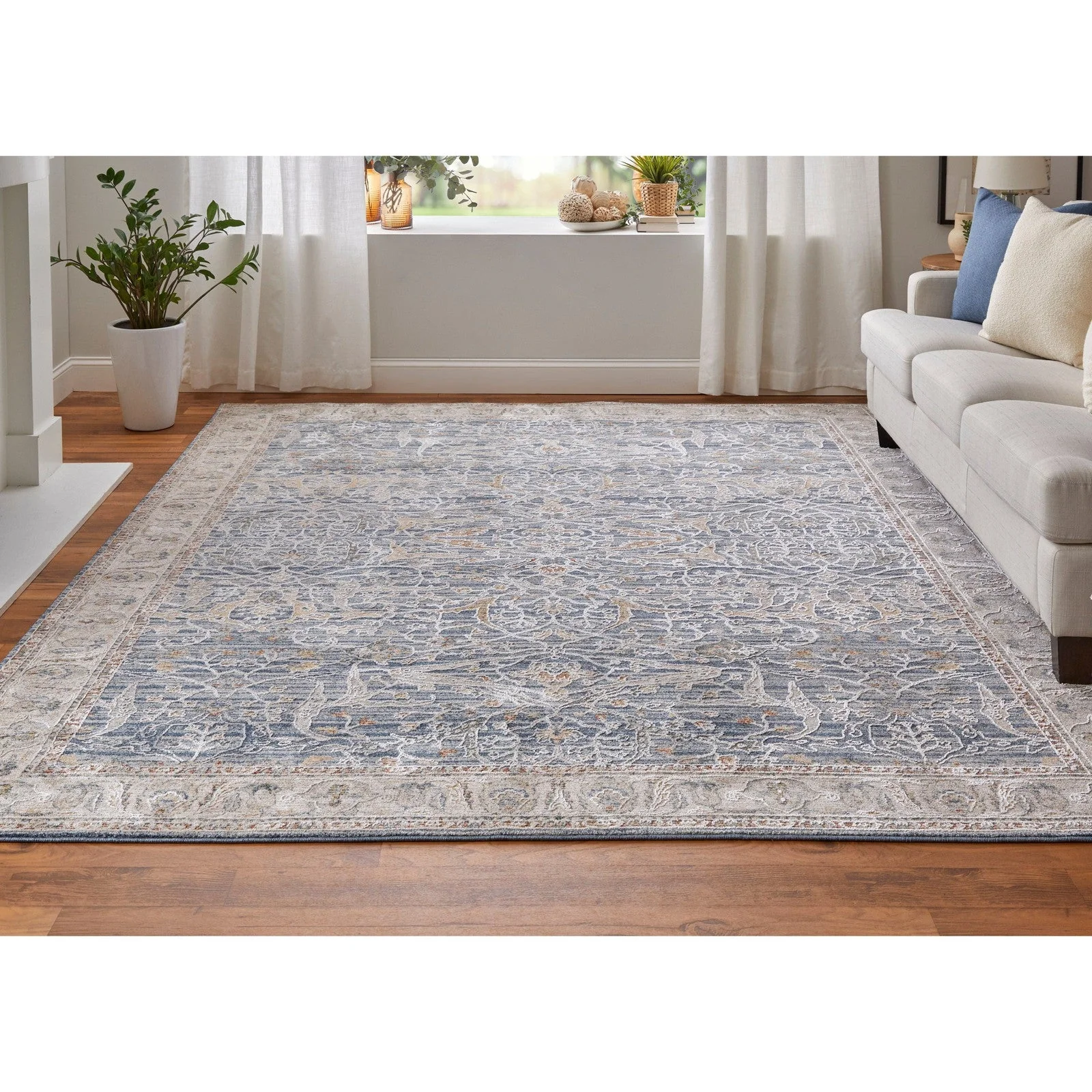 Feizy Pasha 39M4F Transitional Ikat in Blue/Taupe/Ivory - Image 4