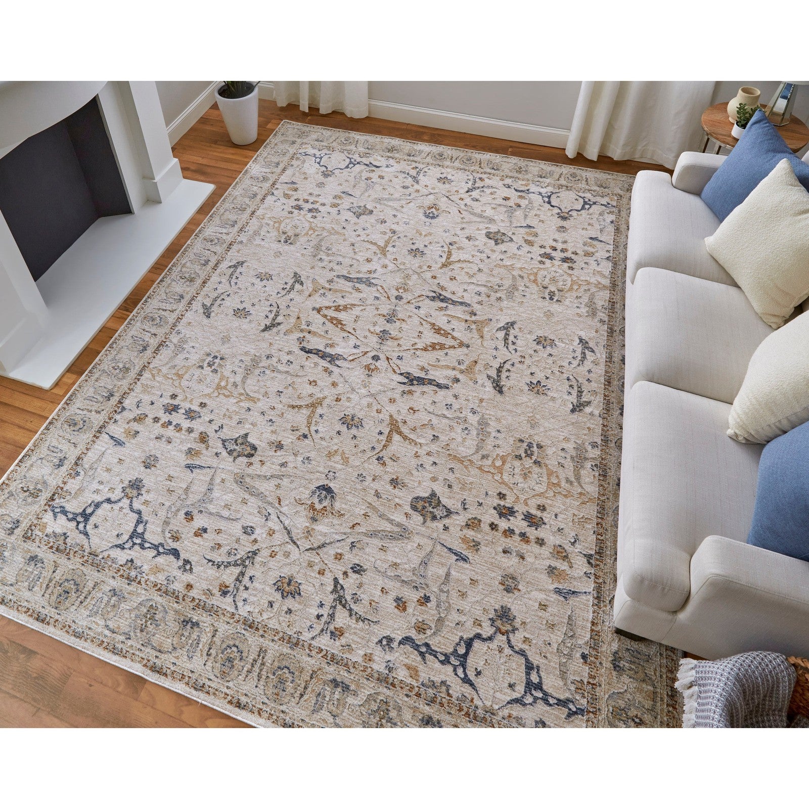Feizy Pasha 39M4F Transitional Ikat in Ivory/Blue/Red - Image 2