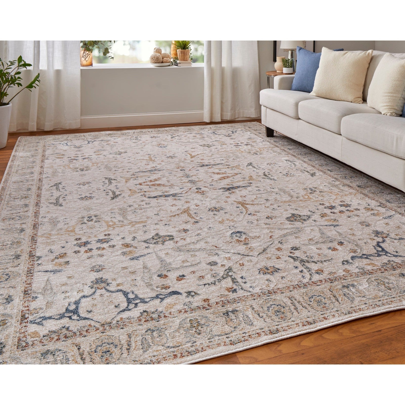 Feizy Pasha 39M4F Transitional Ikat in Ivory/Blue/Red - Image 3