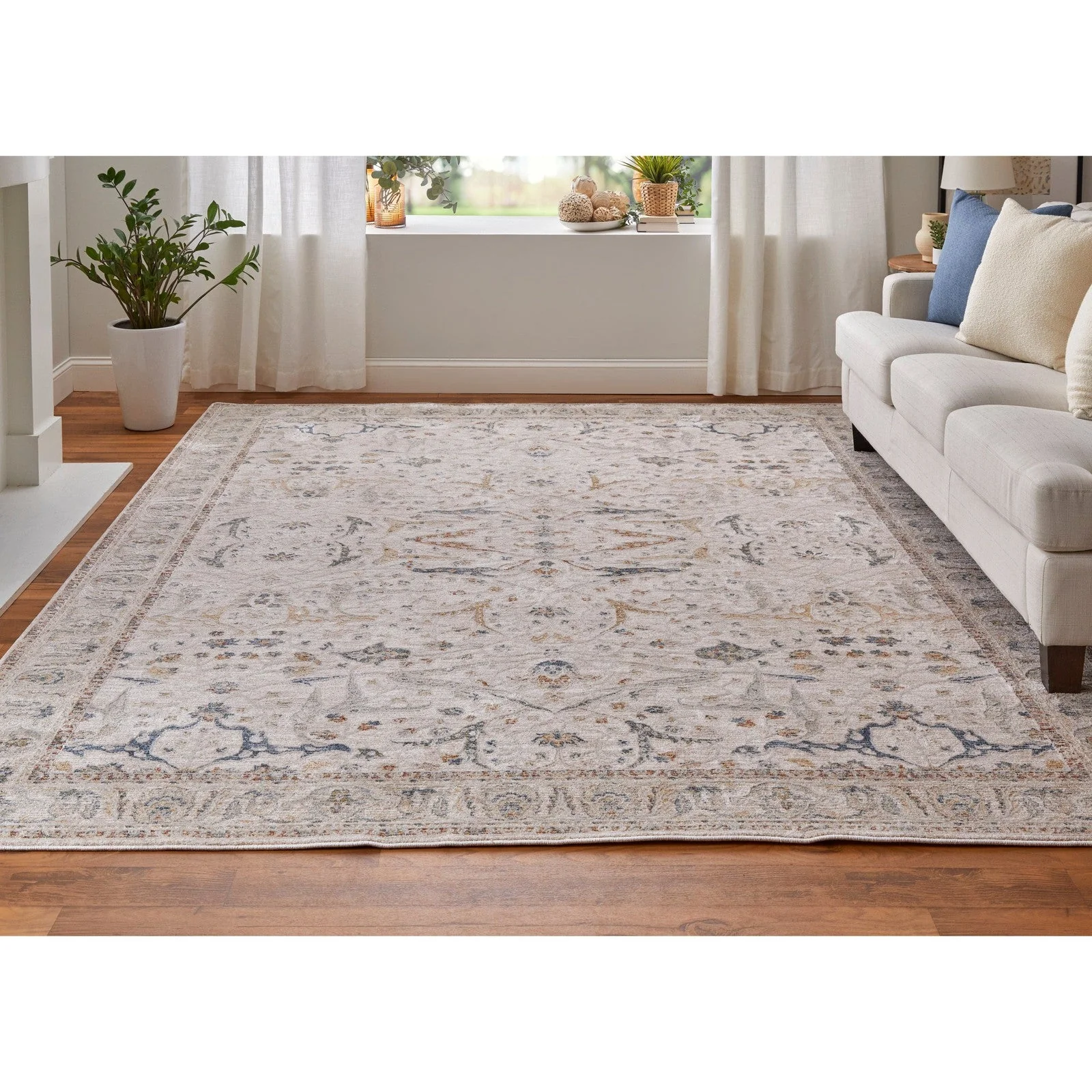 Feizy Pasha 39M4F Transitional Ikat in Ivory/Blue/Red - Image 4