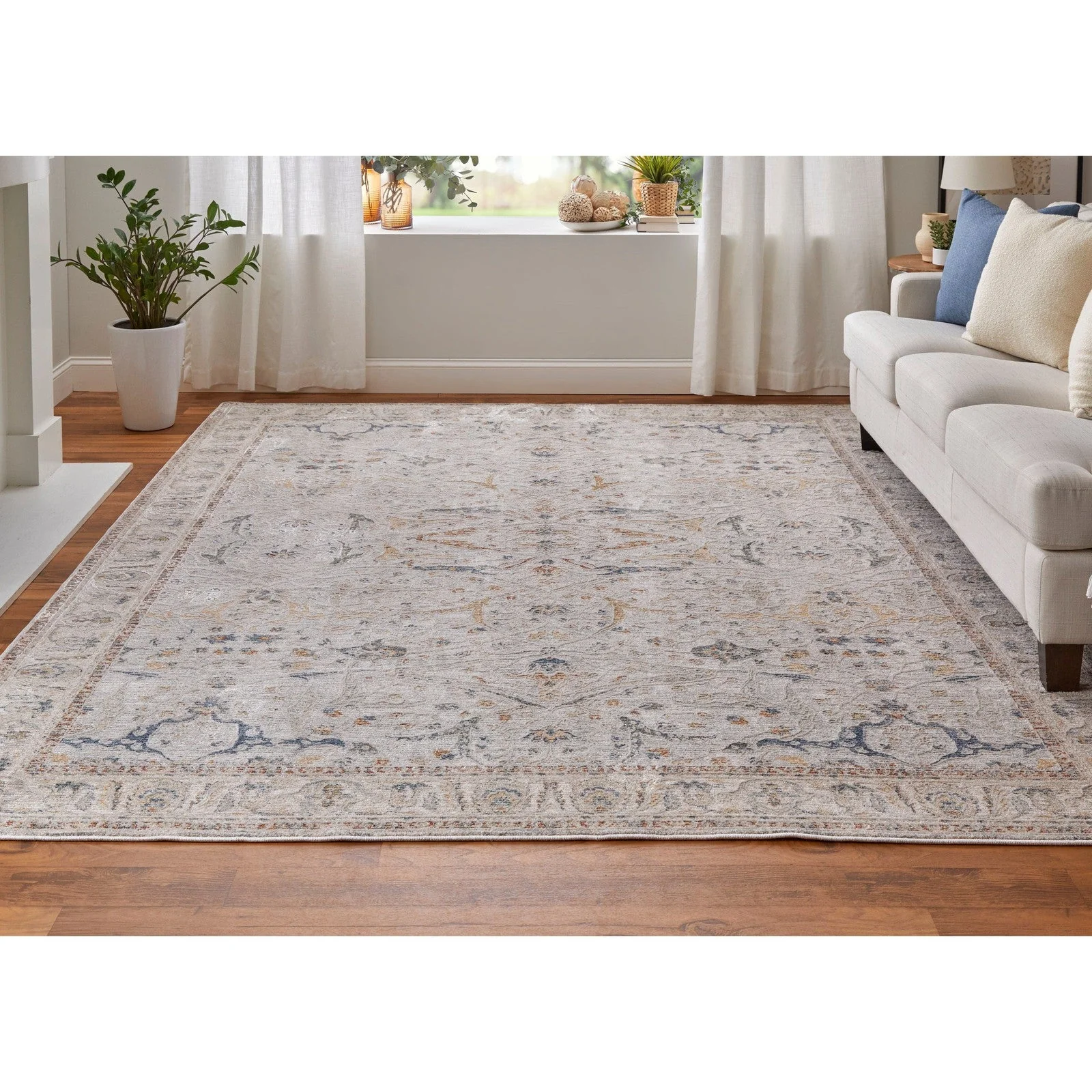 Feizy Pasha 39M4F Transitional Ikat in Ivory/Blue/Taupe - Image 4