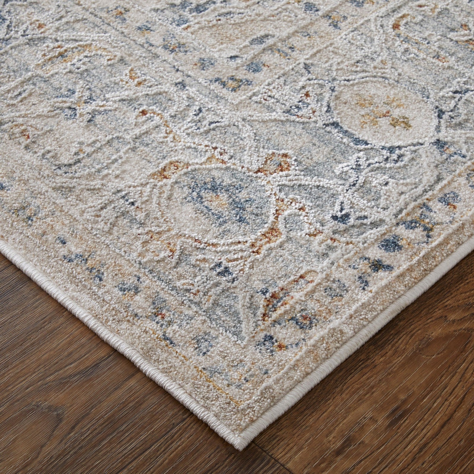 Feizy Pasha 39M5F Transitional Medallion in Ivory/Taupe/Blue - Image 5
