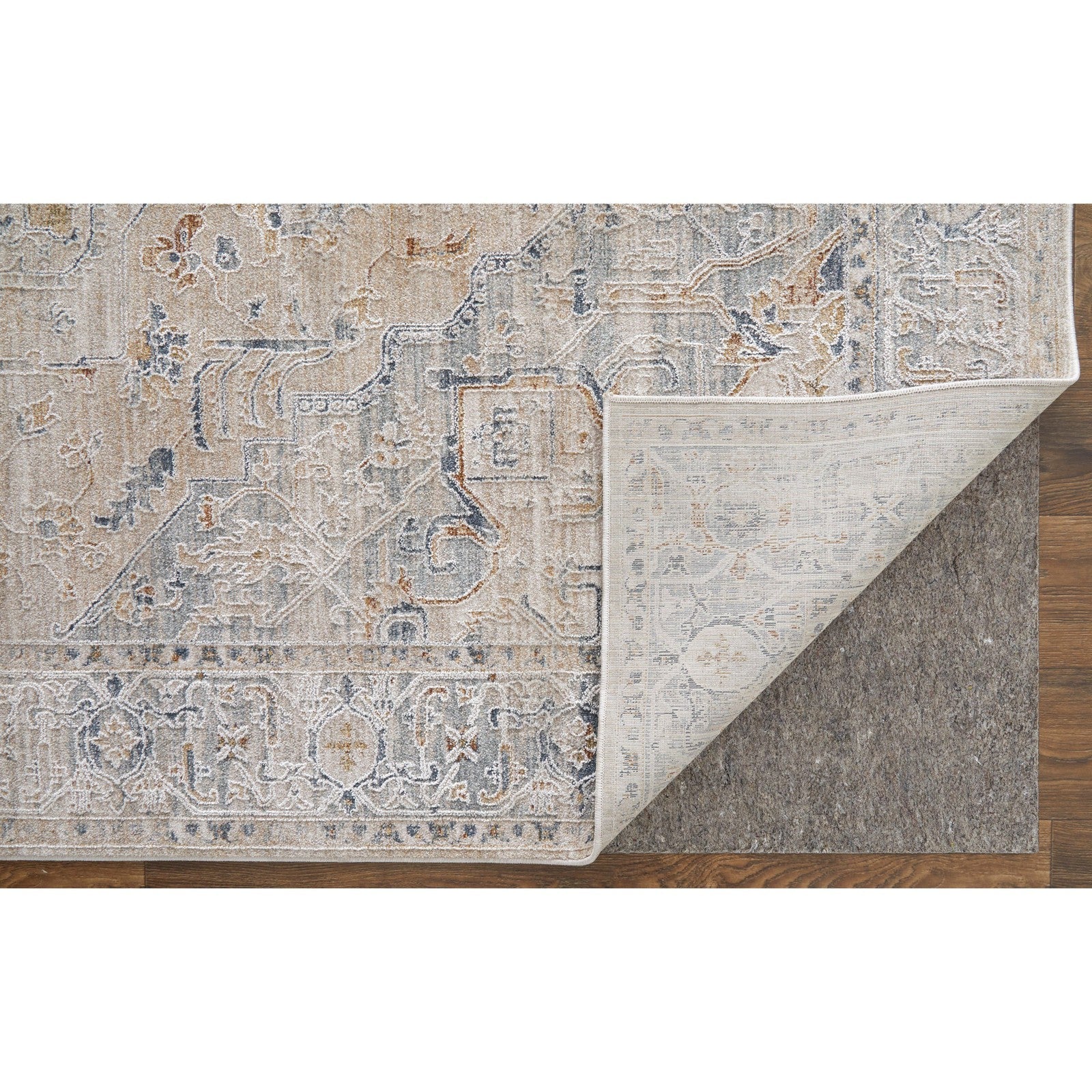 Feizy Pasha 39M5F Transitional Medallion in Ivory/Taupe/Blue - Image 6