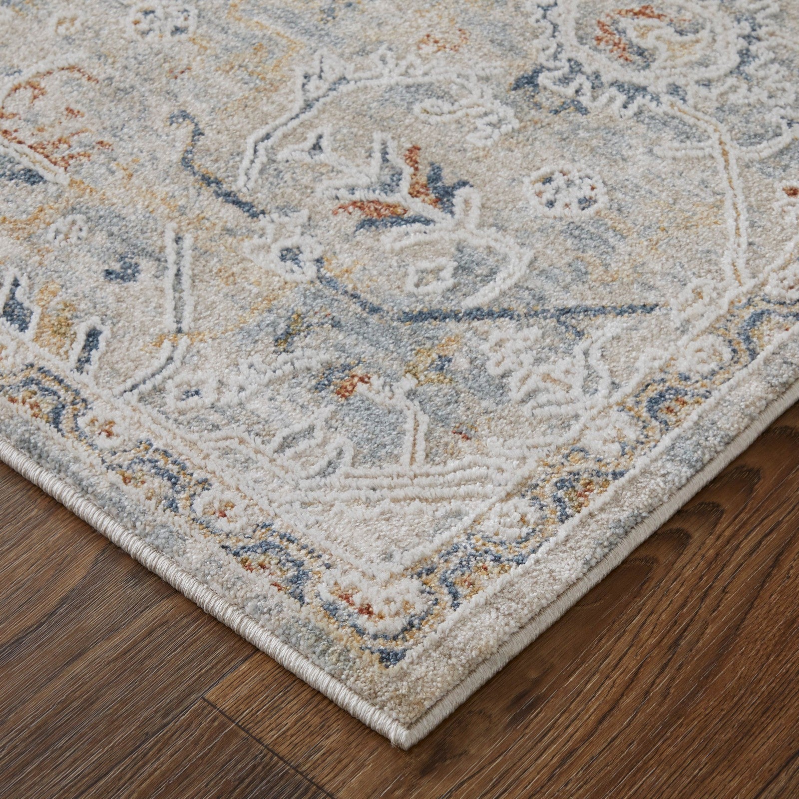 Feizy Pasha 39M6F Transitional Distressed in Ivory/Blue/Tan - Image 5
