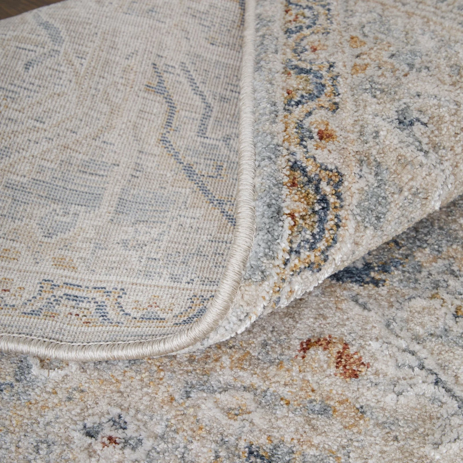 Feizy Pasha 39M6F Transitional Distressed in Ivory/Blue/Tan - Image 9