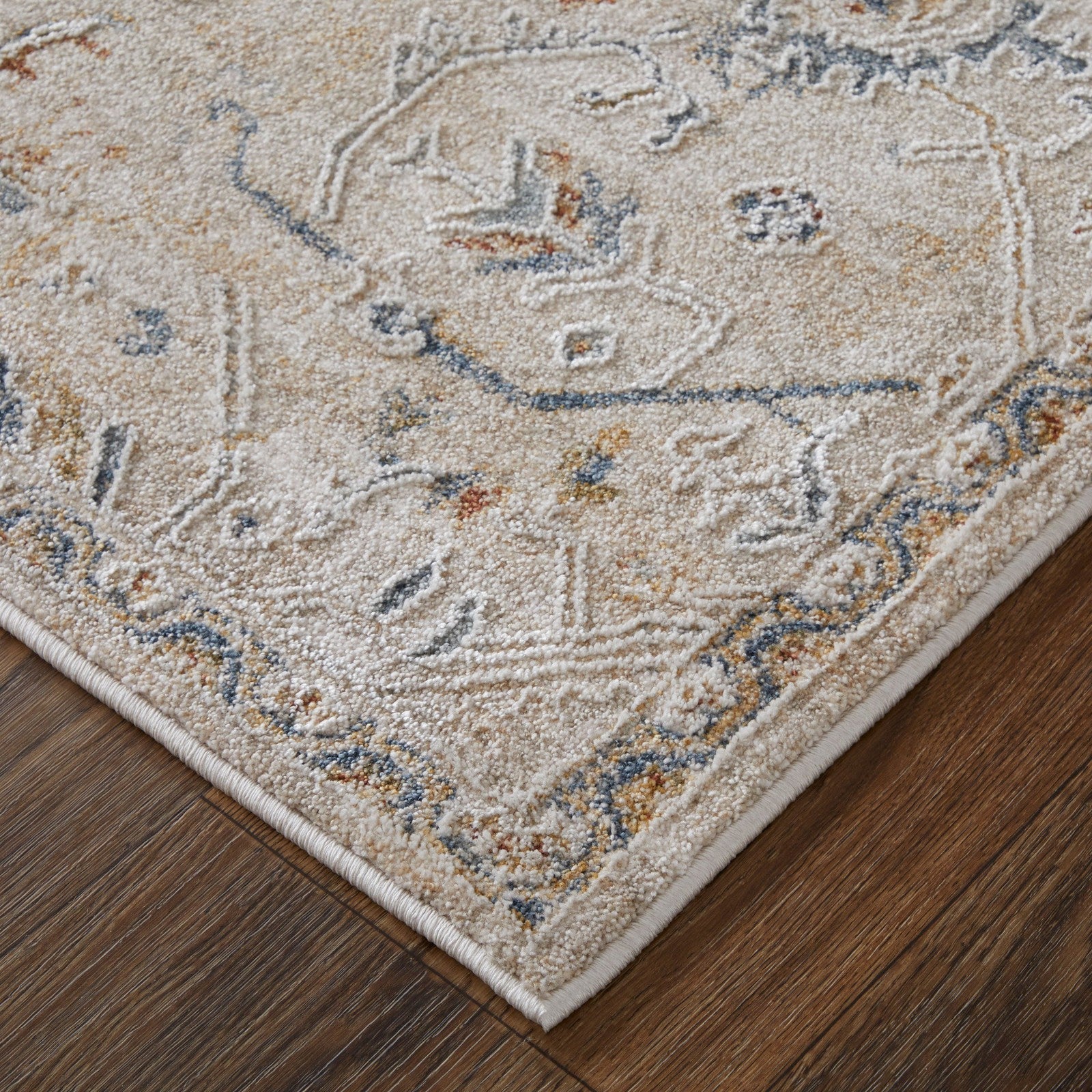 Feizy Pasha 39M6F Transitional Distressed in Taupe/Ivory/Blue - Image 5
