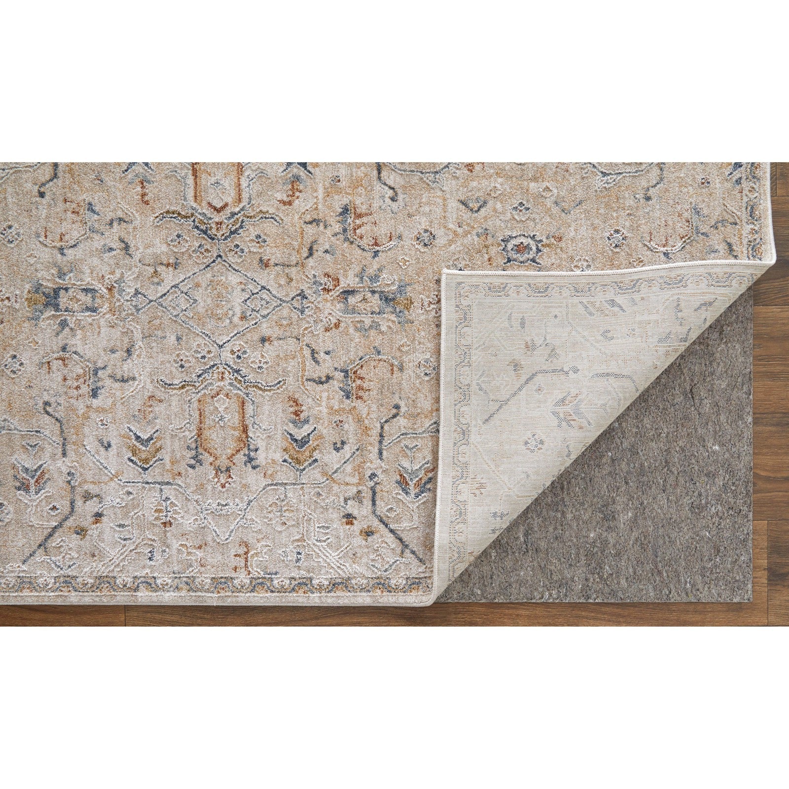 Feizy Pasha 39M6F Transitional Distressed in Taupe/Ivory/Blue - Image 6