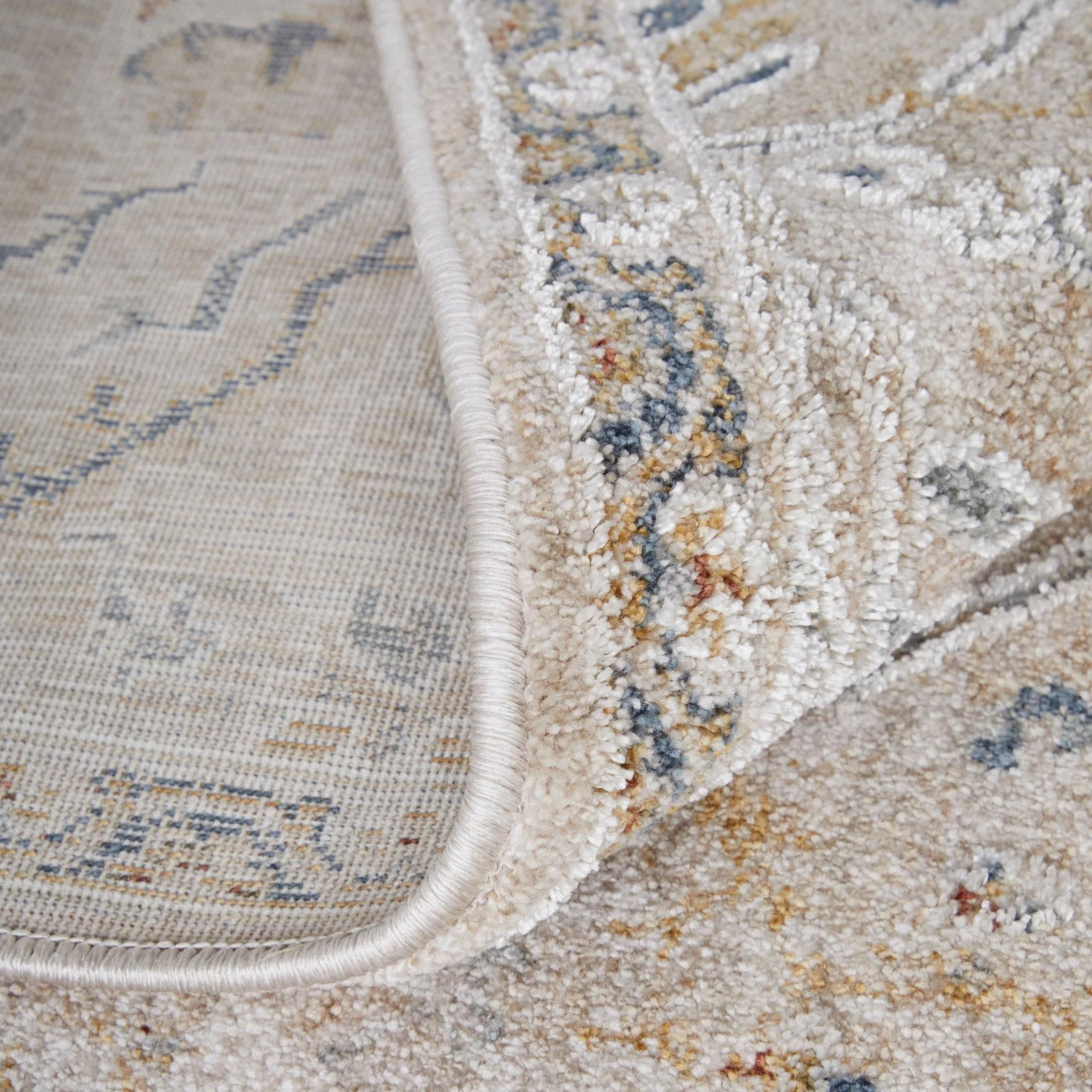 Feizy Pasha 39M6F Transitional Distressed in Taupe/Ivory/Blue - Image 9