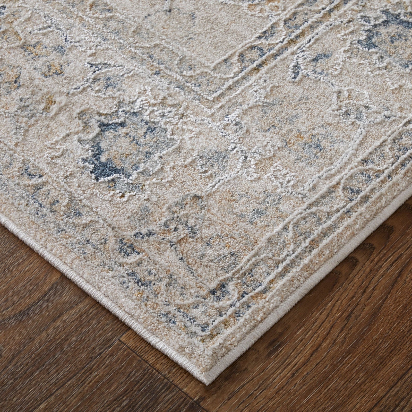 Feizy Pasha 39M7F Transitional Floral & Botanical in Ivory/Taupe/Blue - Image 5