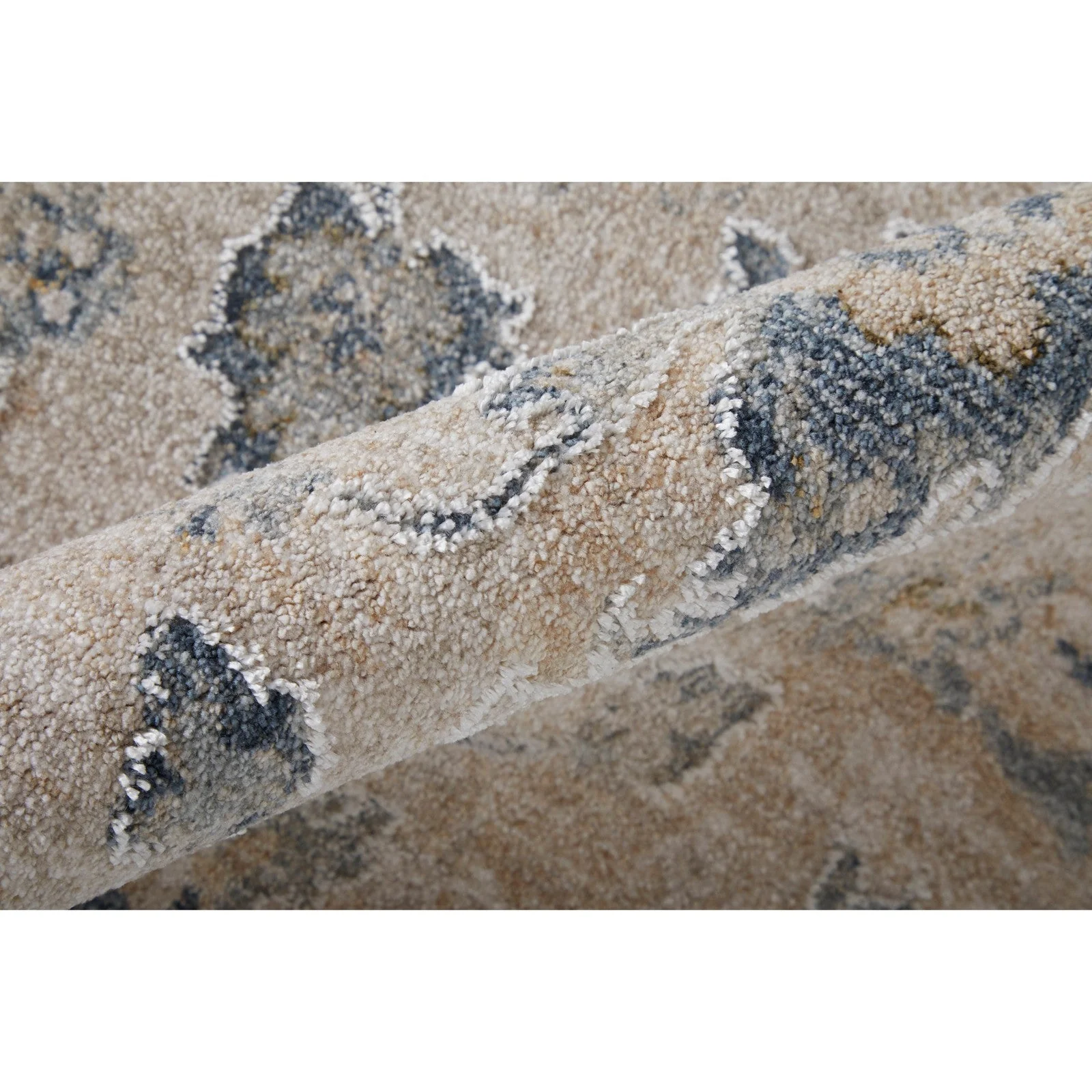 Feizy Pasha 39M7F Transitional Floral & Botanical in Ivory/Taupe/Blue - Image 7