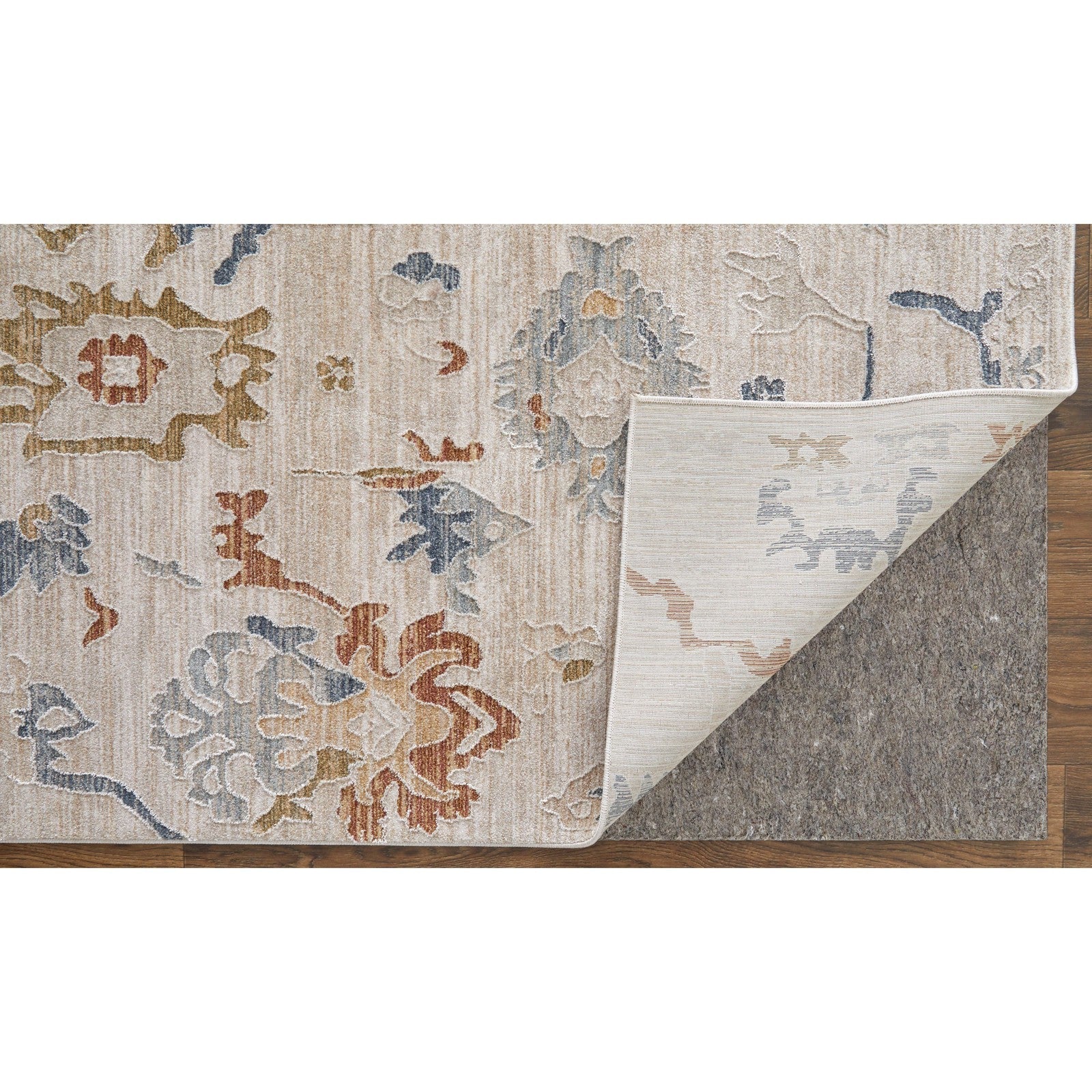 Feizy Pasha 39M8F Transitional Floral & Botanical in Ivory/Blue/Gold - Image 6