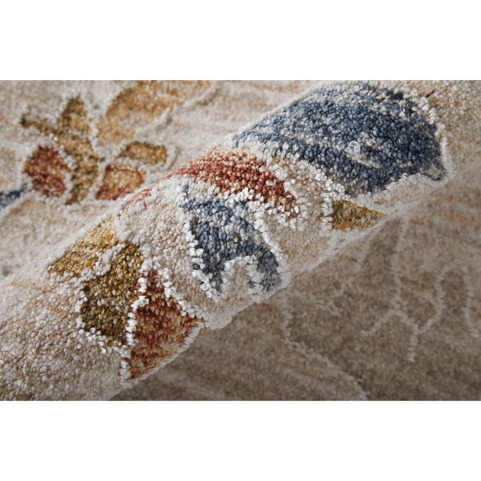 Feizy Pasha 39M8F Transitional Floral & Botanical in Ivory/Blue/Gold - Image 7