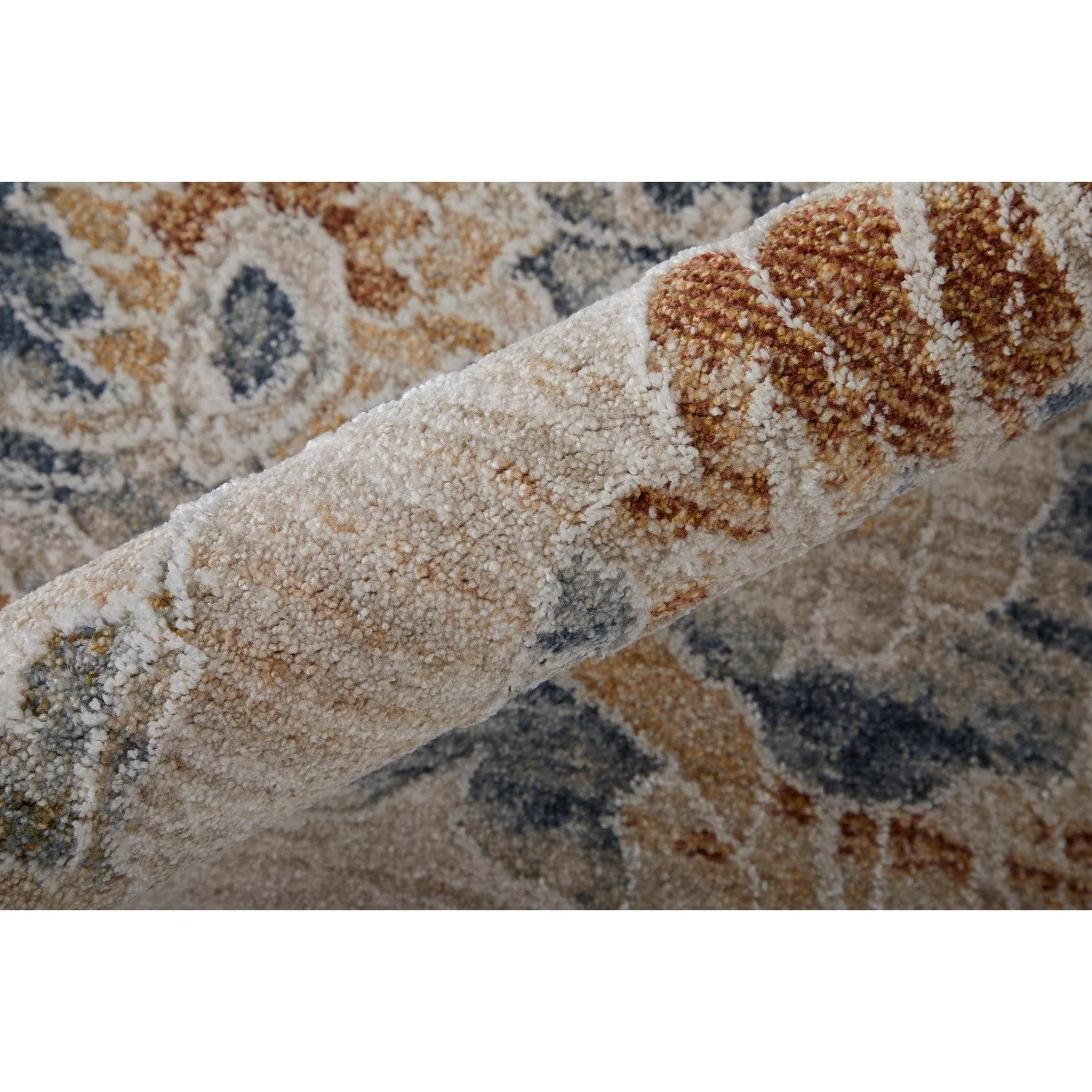 Feizy Pasha 39M9F Transitional Floral & Botanical in Taupe/Ivory/Blue - Image 7