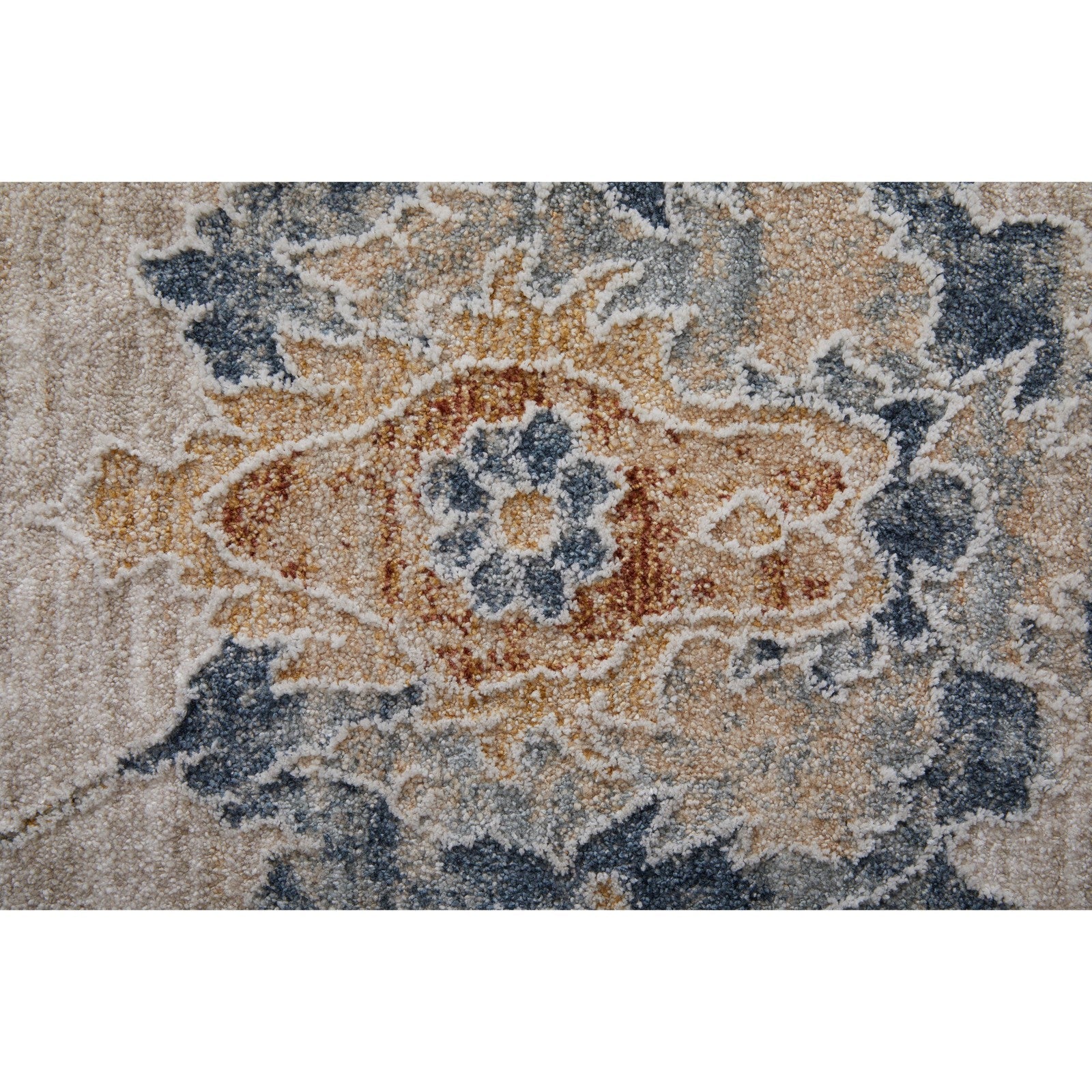 Feizy Pasha 39M9F Transitional Floral & Botanical in Taupe/Ivory/Blue - Image 8
