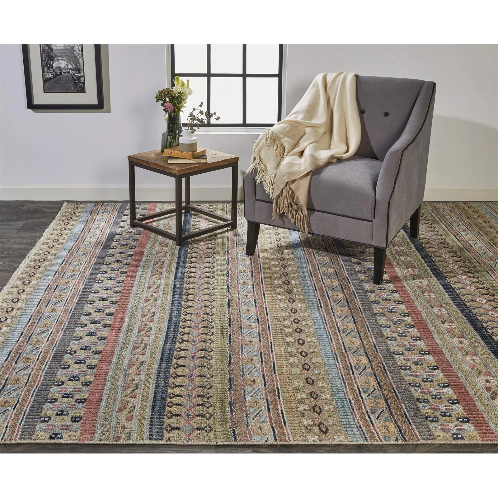 Feizy Payton 6498F Rug in Tan / Blue - Image 2