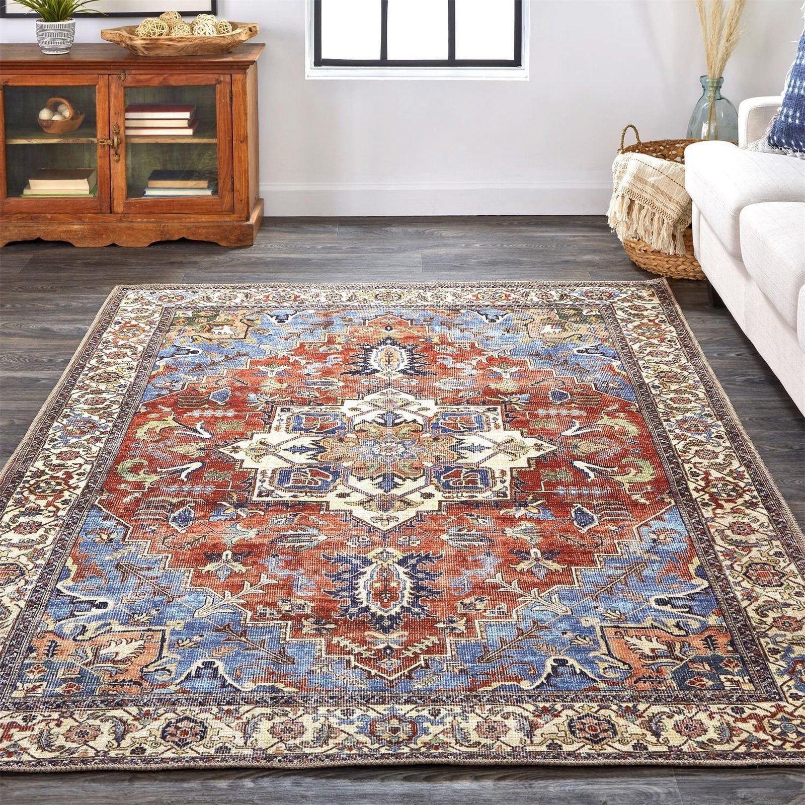 Feizy Percy 39AHF Rug in Rust / Blue - Image 2
